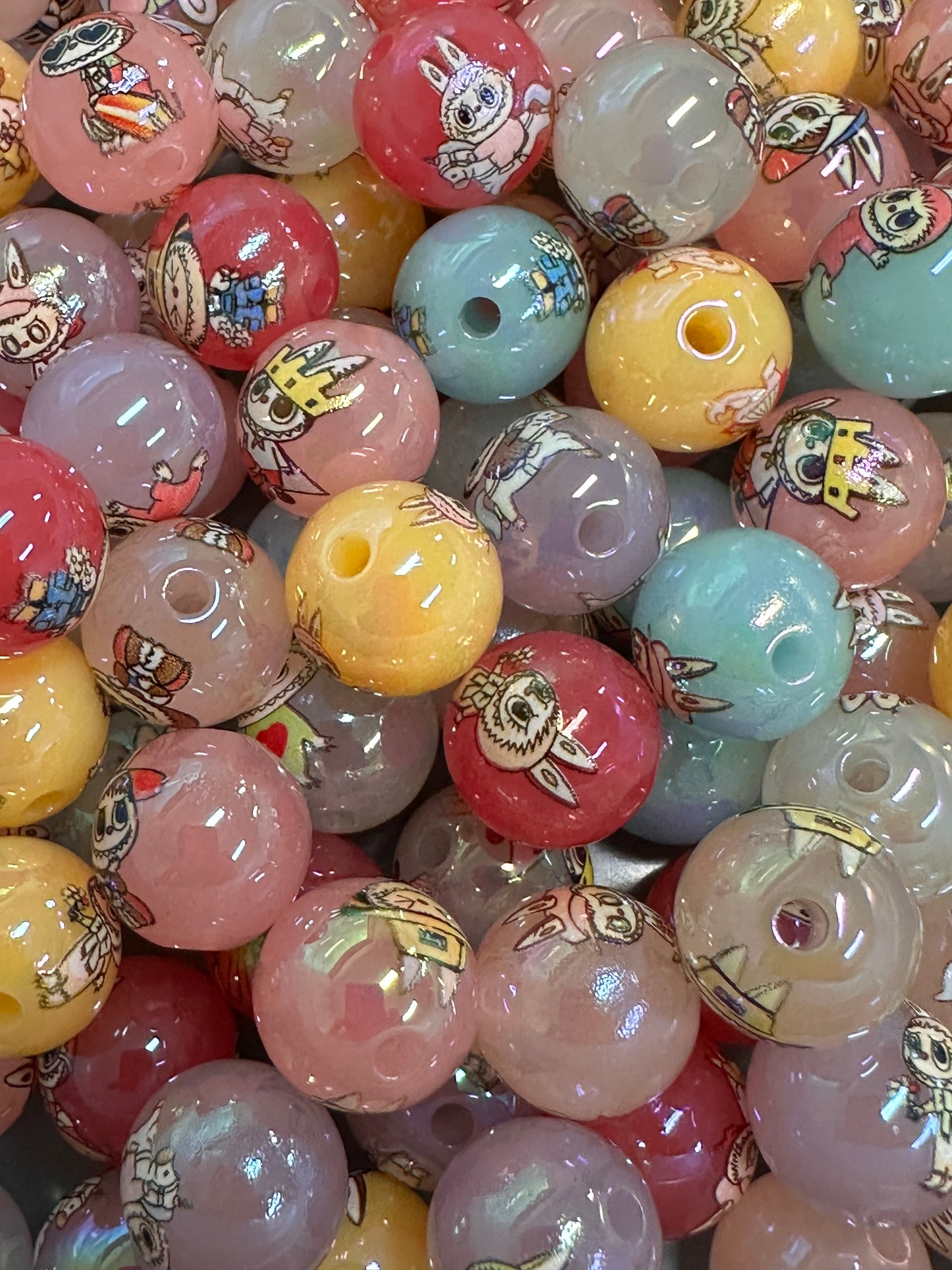 Labubu monster beads/ Ten (10) beads included assorted styles / colorful acrylic beads/for beadable pen / keychain beads/ DIY/approx. 16mm