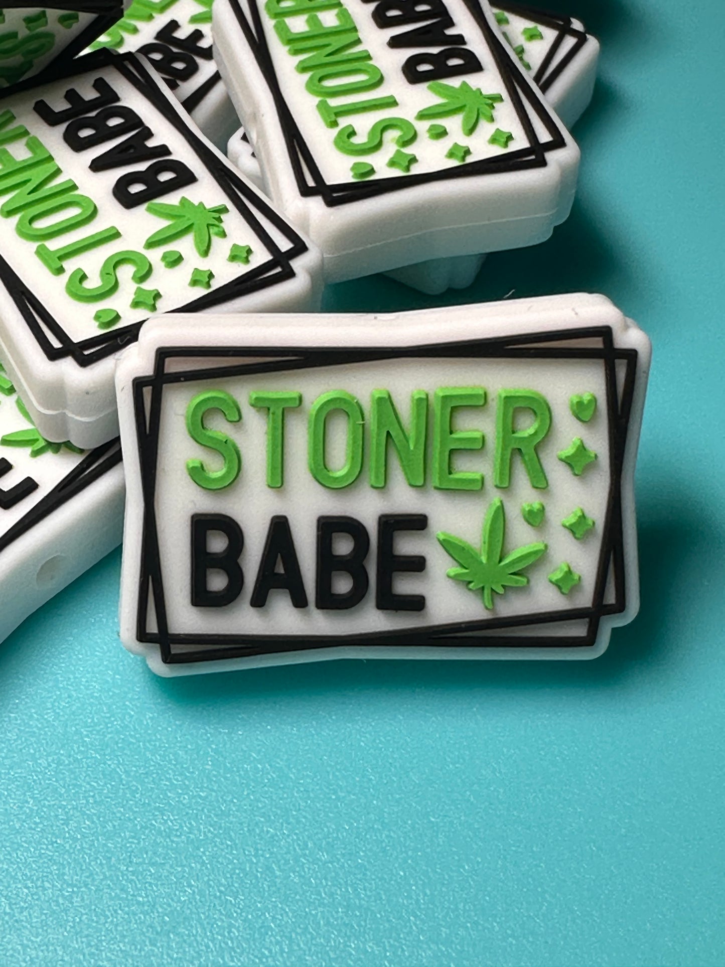 Stoner babe/ Happy Leaf/ Maple leaf/Focal Bead/ beadable pen/ Silicone bead/ keychain beads/ green leaf