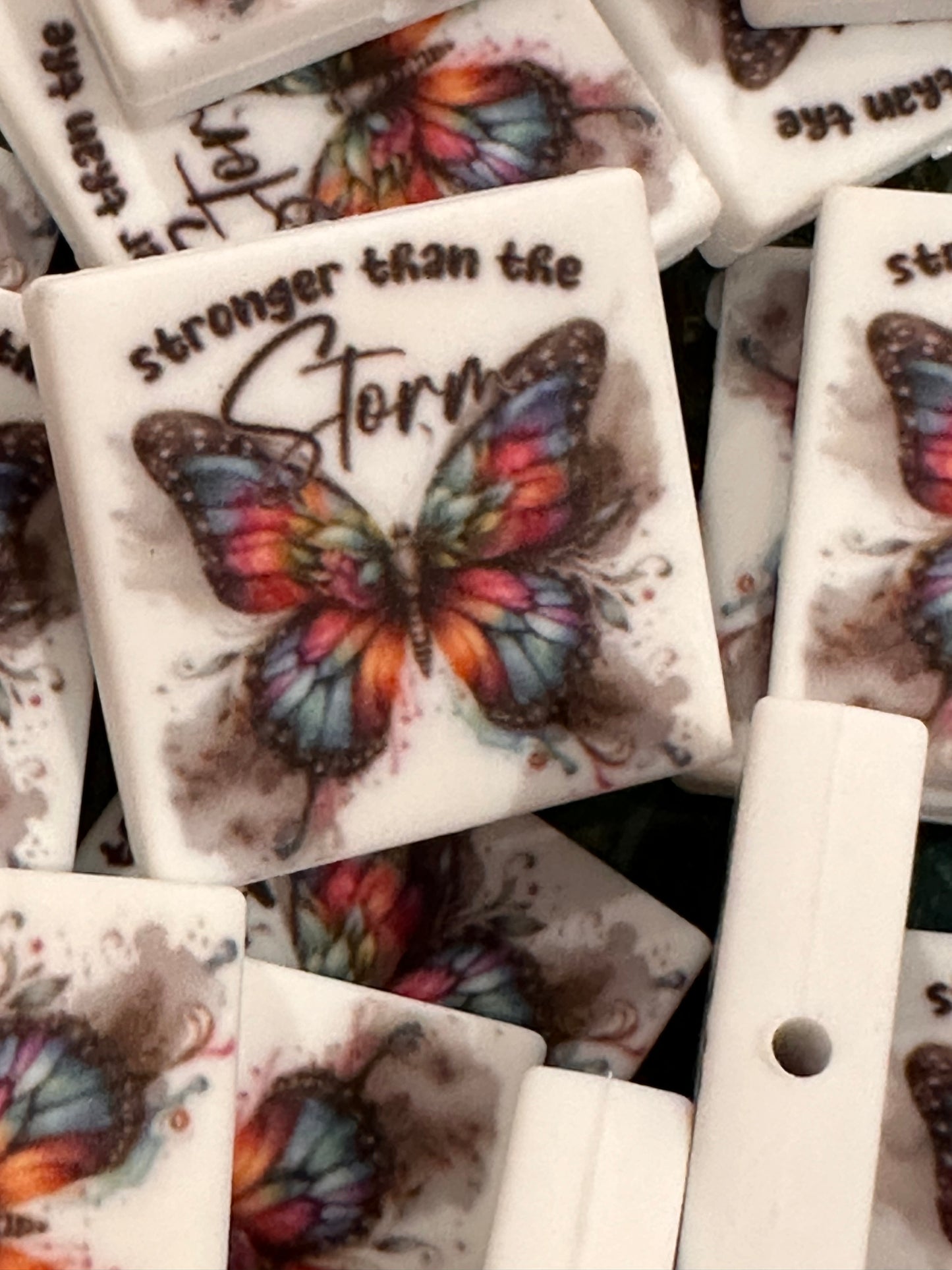 Butterfly silicone focal bead/ storm/ pen beading/ adversity