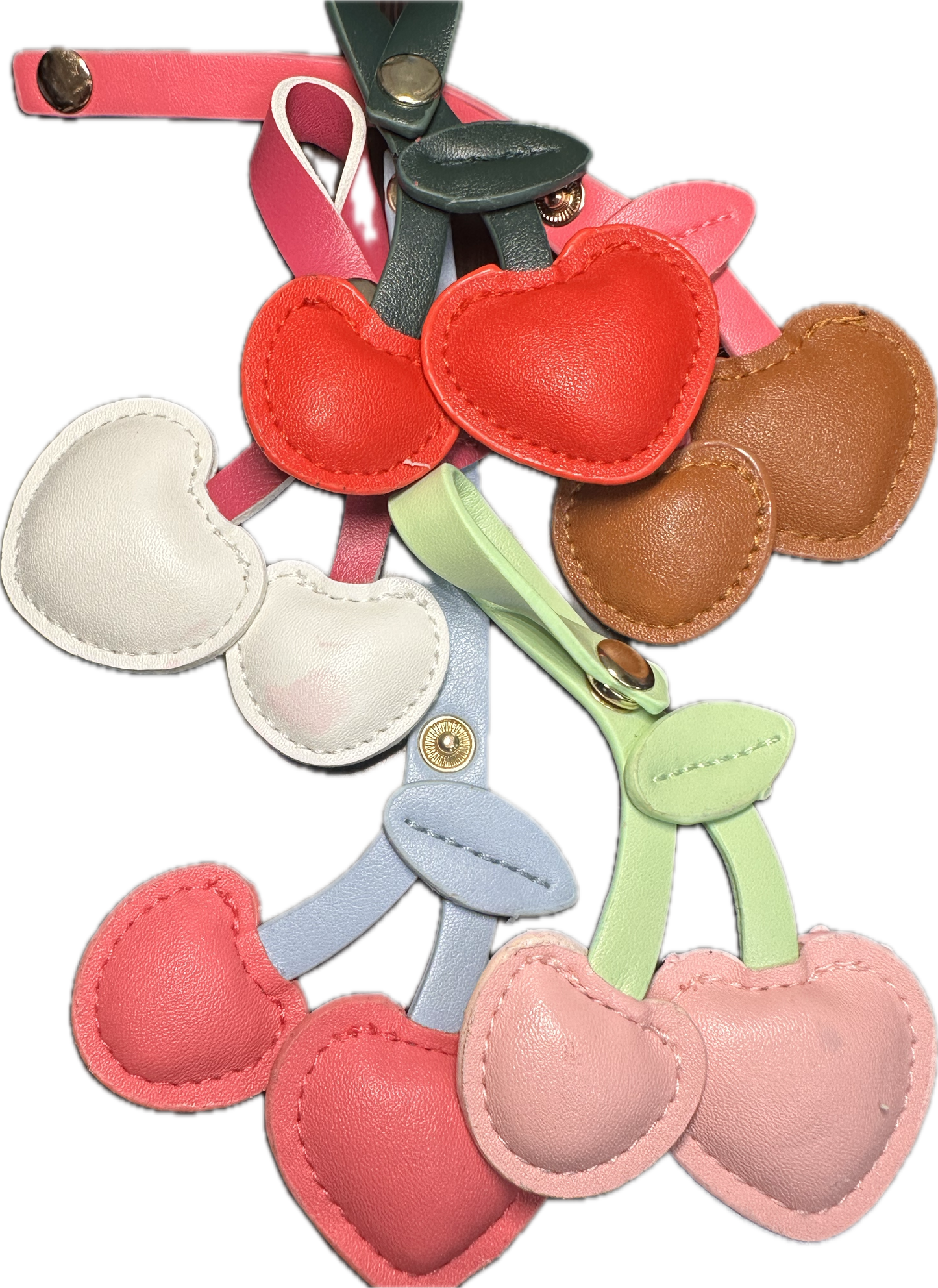 Cherry / Cherries Faux Leather Charms- for bag charms, keyrings, purse charm