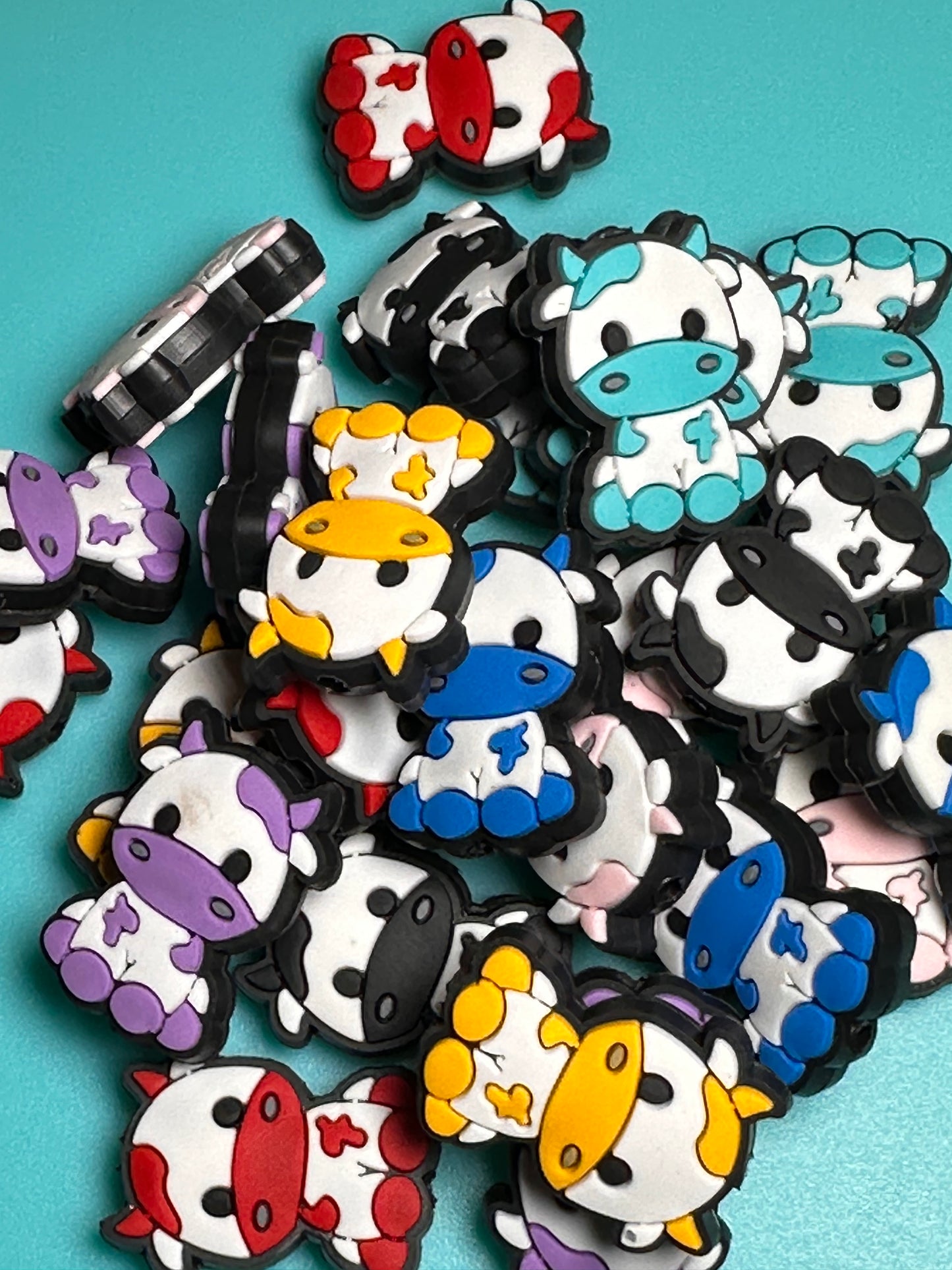 Colorful Cow Focal Bead/ beadable pen/ Silicone bead/ keychain bead/