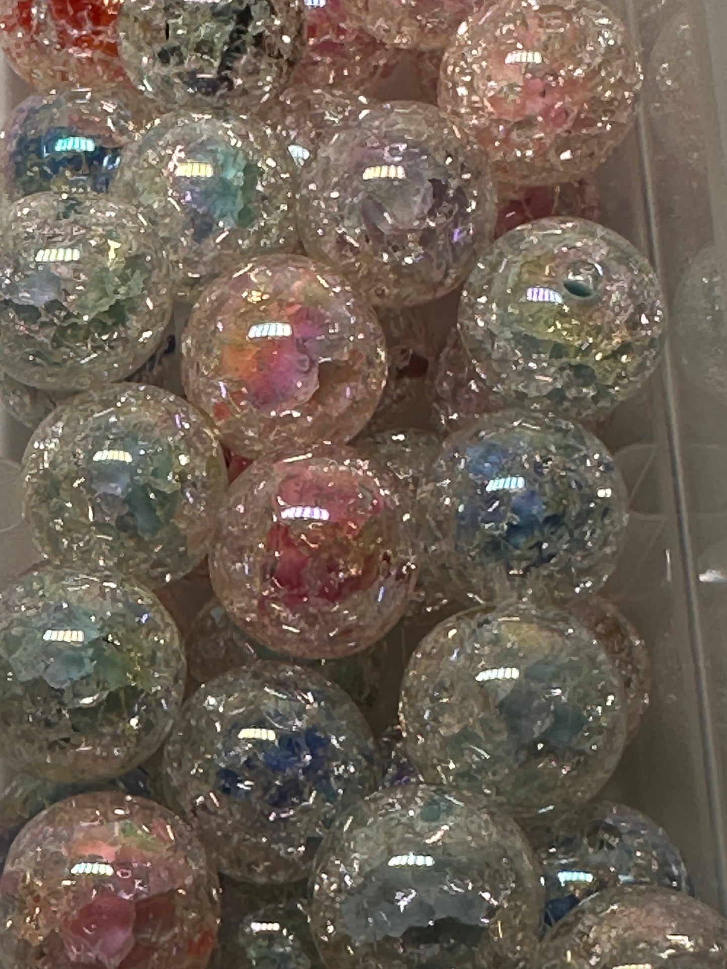 Double Crackle beads/Ten (10) beads / jewelry Beads/ beadable pen/ keychain bead/ acrylic/ 16mm
