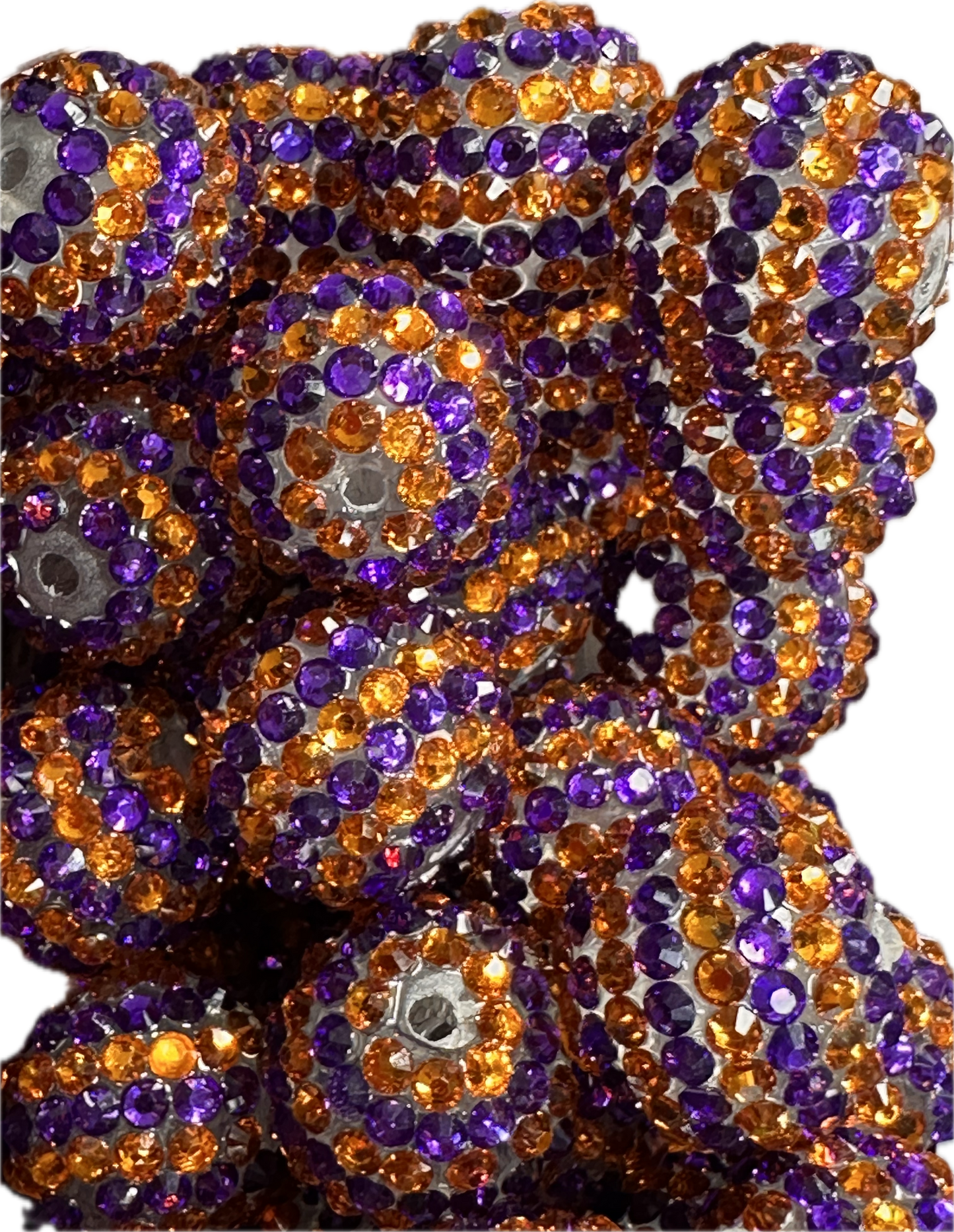 Rhinestone Bead/Five beads included/ perfect to go with Florida Gators and University of Auburn /fits beadable pen/ Fancy bead/ keychain bead/ dark purplish blue and orange