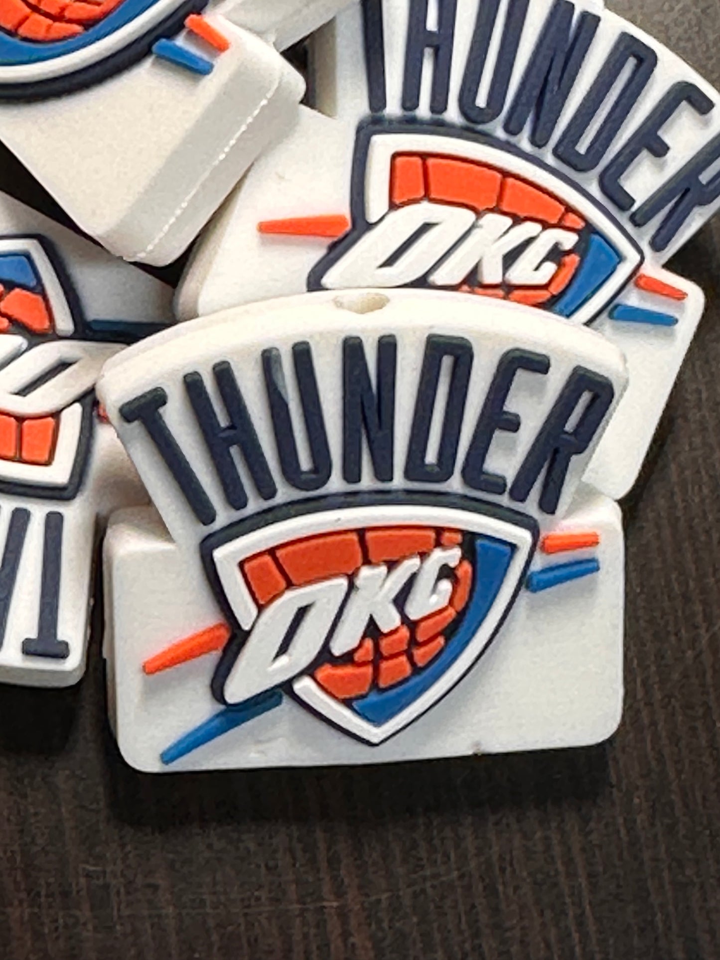 NEW OKC THUNDER focal bead/ silicone bead/ basketball