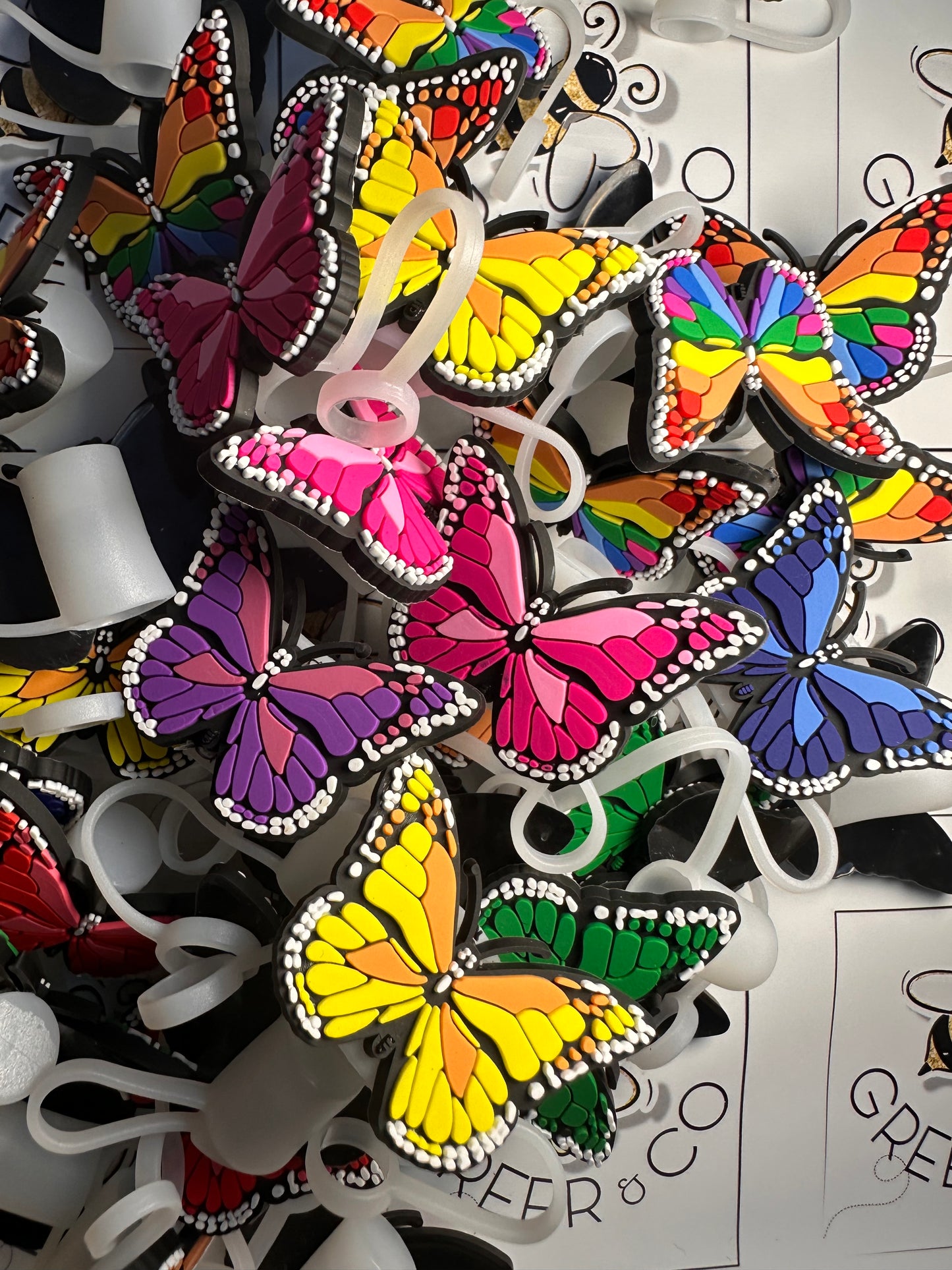 Butterfly straw toppers/ fits 30-40 oz tumbler cups /Butterfly 22mm +
