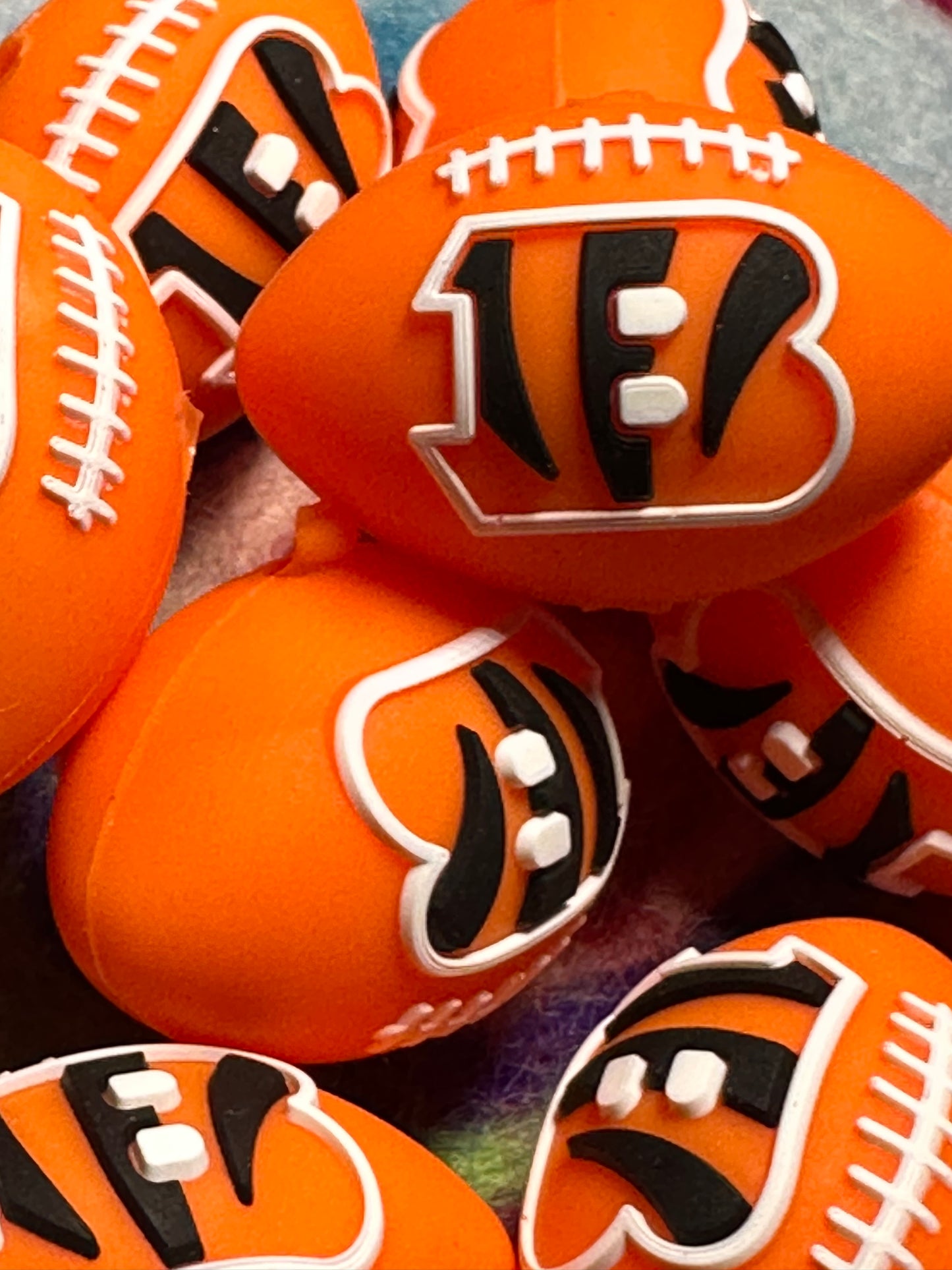 3D Cincinnati Bengals focal bead design / football shaped