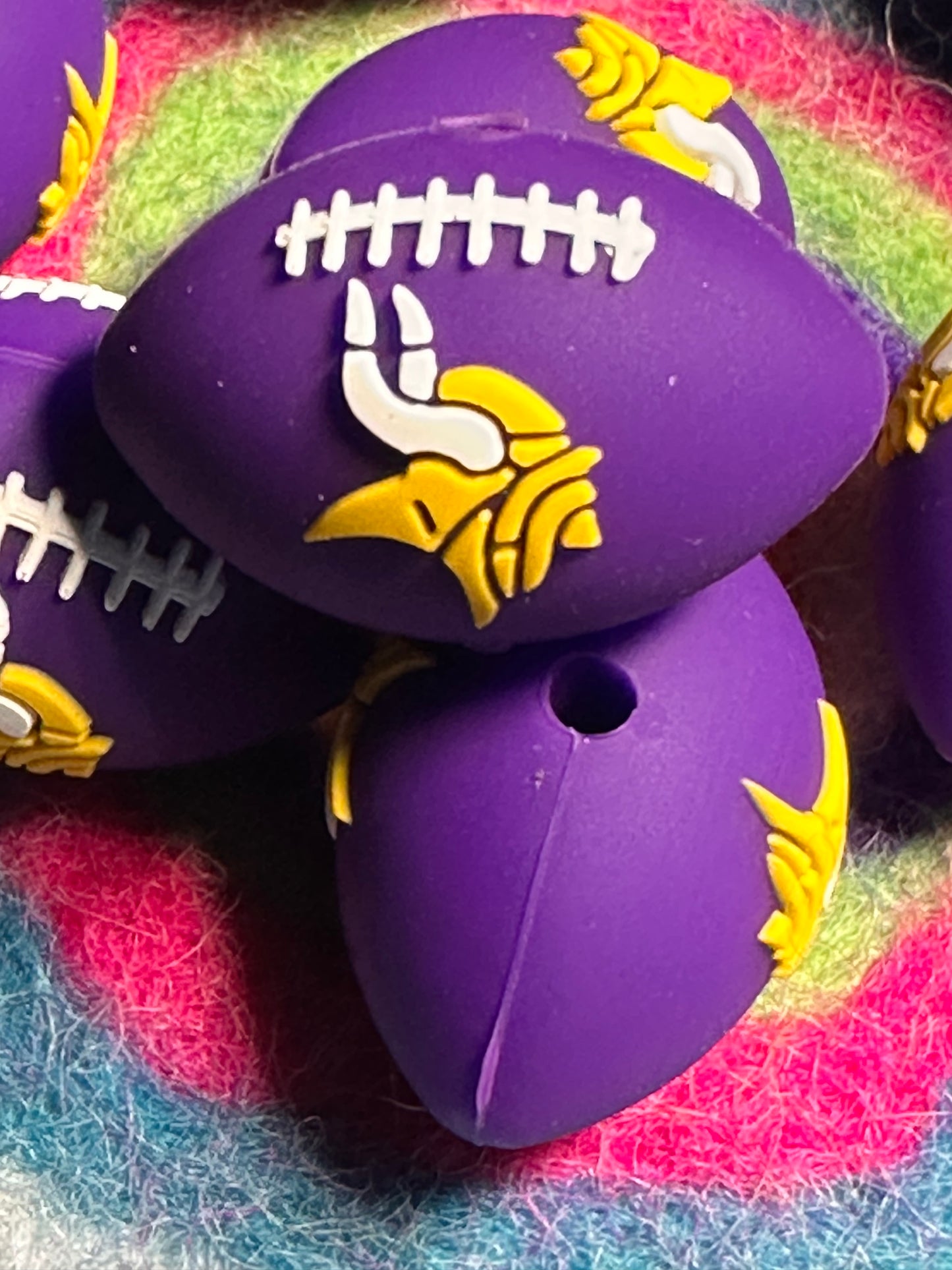 3D Minnesota Vikings focal bead design / football shaped