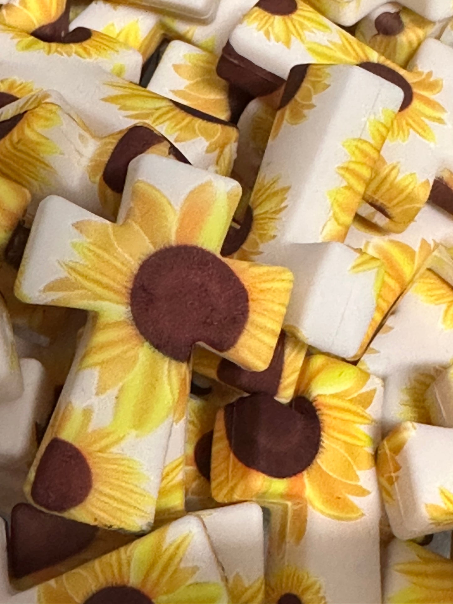 Sunflower Cross Focal Bead/ Silicone bead/ keychain bead/ pen beads
