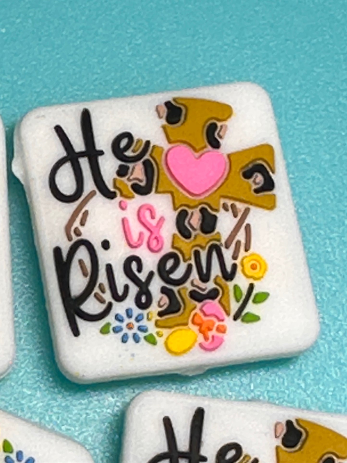 Easter Cross Focal Bead/ beadable pen/ Silicone bead/ Jesus/ Easter/ rainbow/cross/he is risen #2