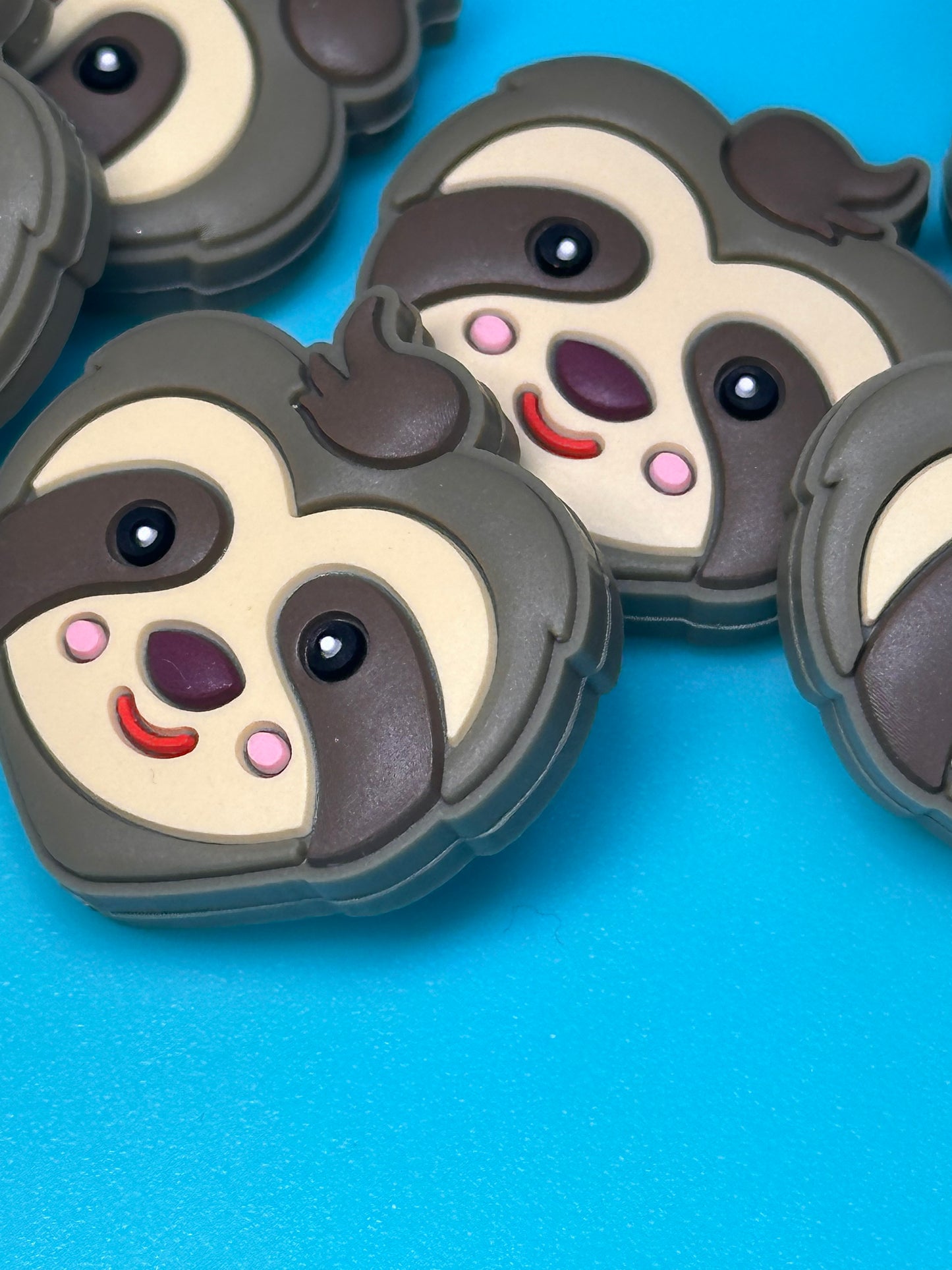 Grey sloth Focal Bead/ beadable pen/ Silicone bead/ animal/ keychain bead/ zoo / sloth #2