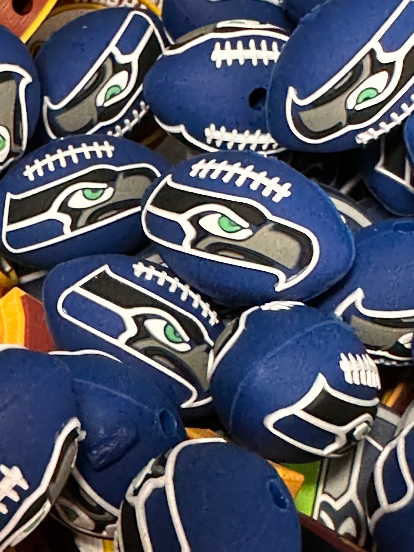 3D football shaped Seattle Seahawks focal bead