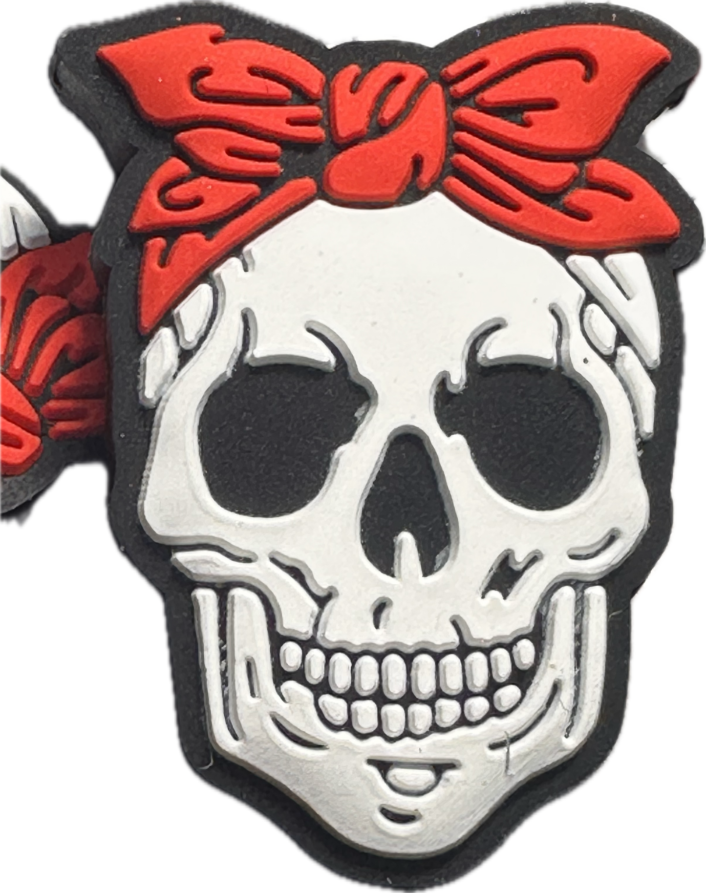 Skull bone with red headband Focal Bead/ beadable pen/ Silicone bead/ keychain/Halloween skull/ motorcycle rider/