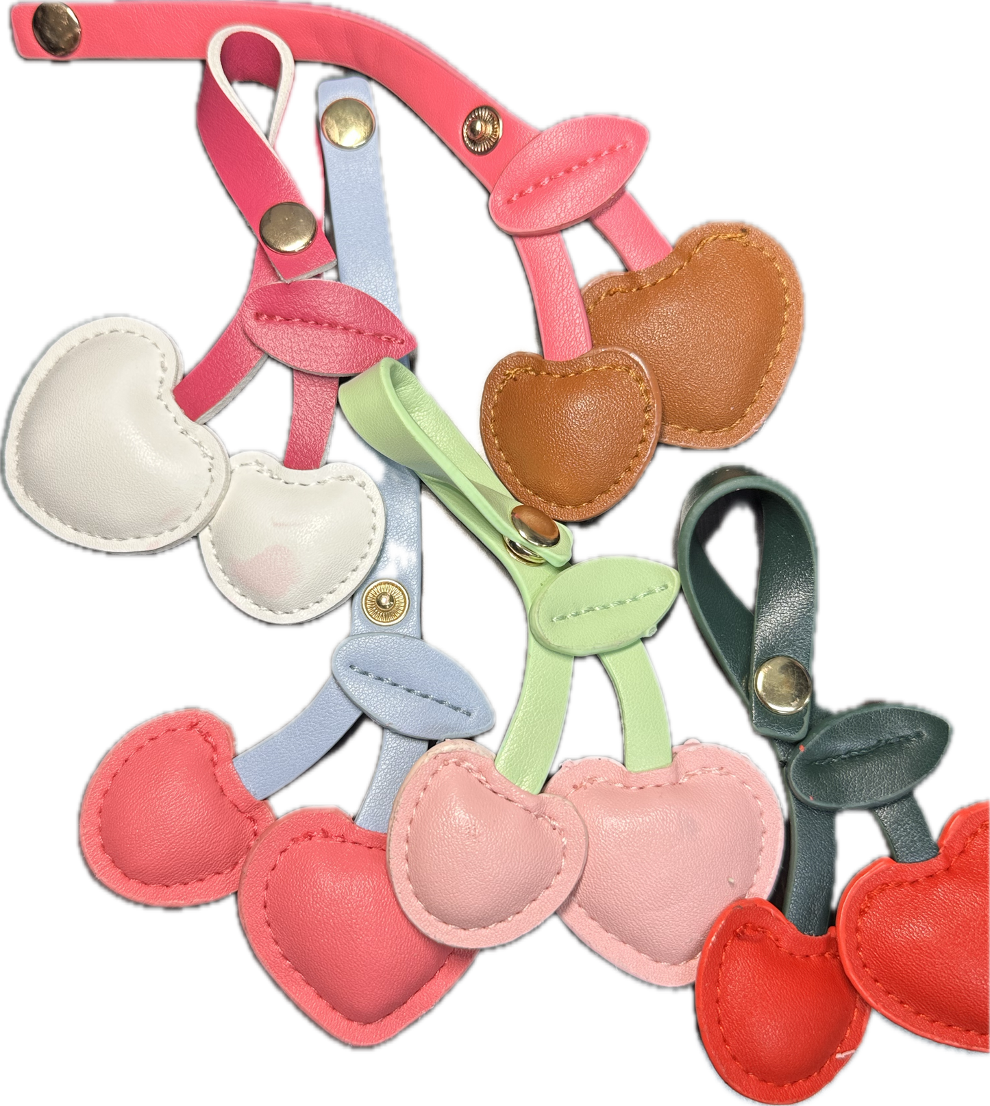 Cherry / Cherries Faux Leather Charms- for bag charms, keyrings, purse charm