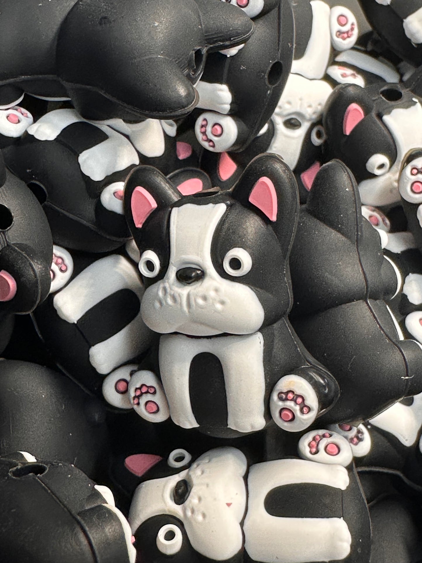 3D Boston Terrier Bostie dog silicone focal bead/