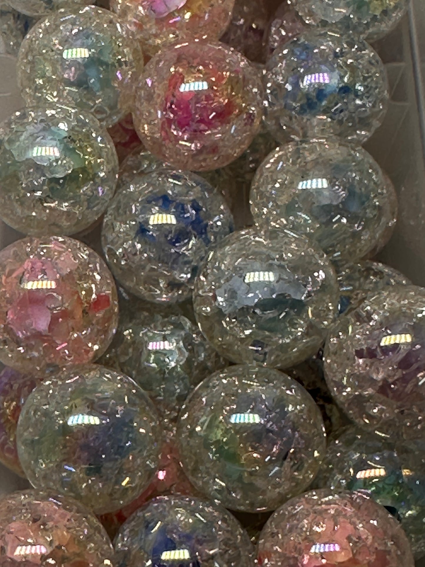 Double Crackle beads/Ten (10) beads / jewelry Beads/ beadable pen/ keychain bead/ acrylic/ 16mm