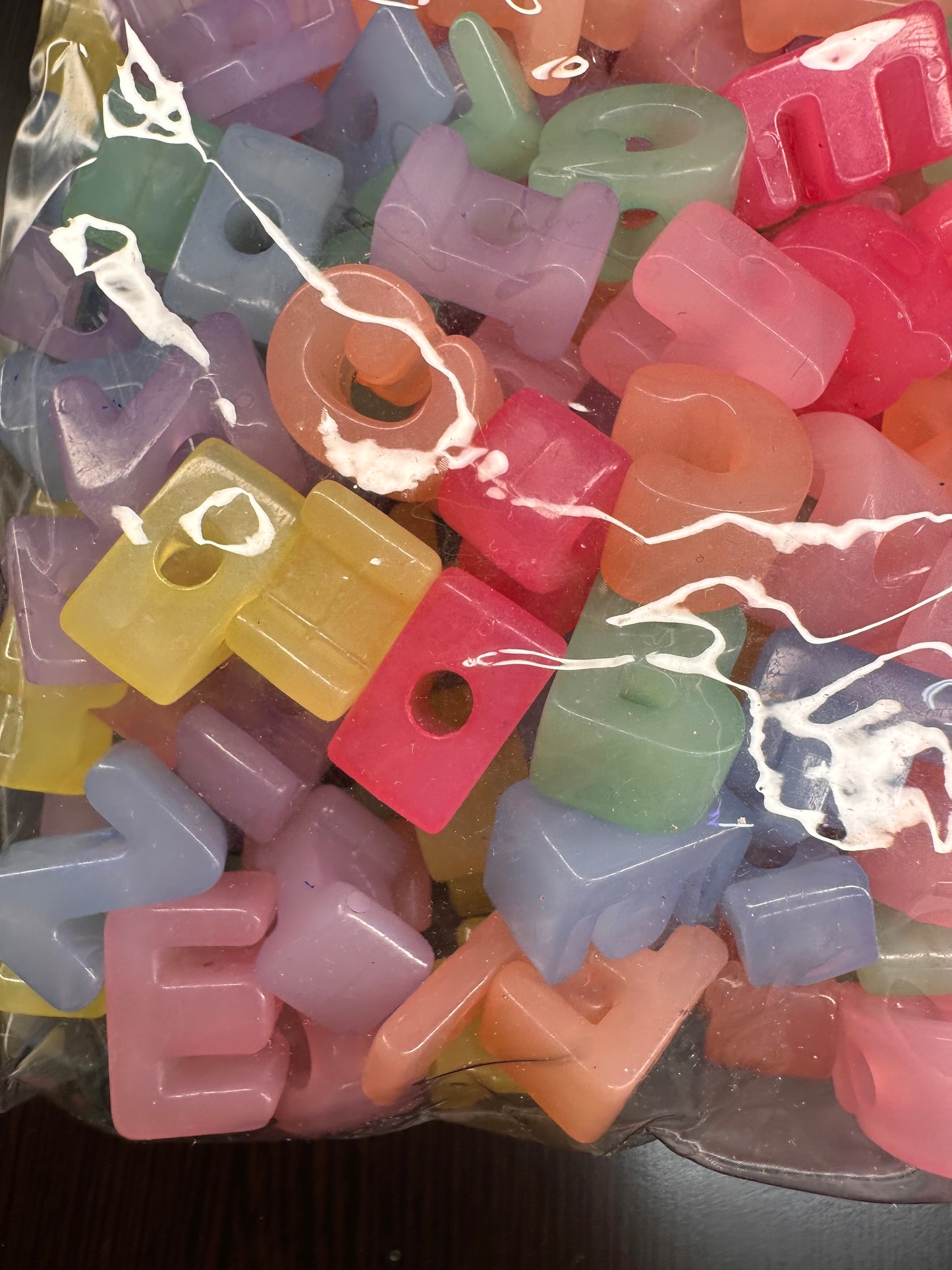 Plastic Letter Beads – Bulk Bag of Mixed A–Z Alphabet Beads (Vertical Hole, Multi-Color Mix) over 150 mixed colors alphabet - Jelly bead colors