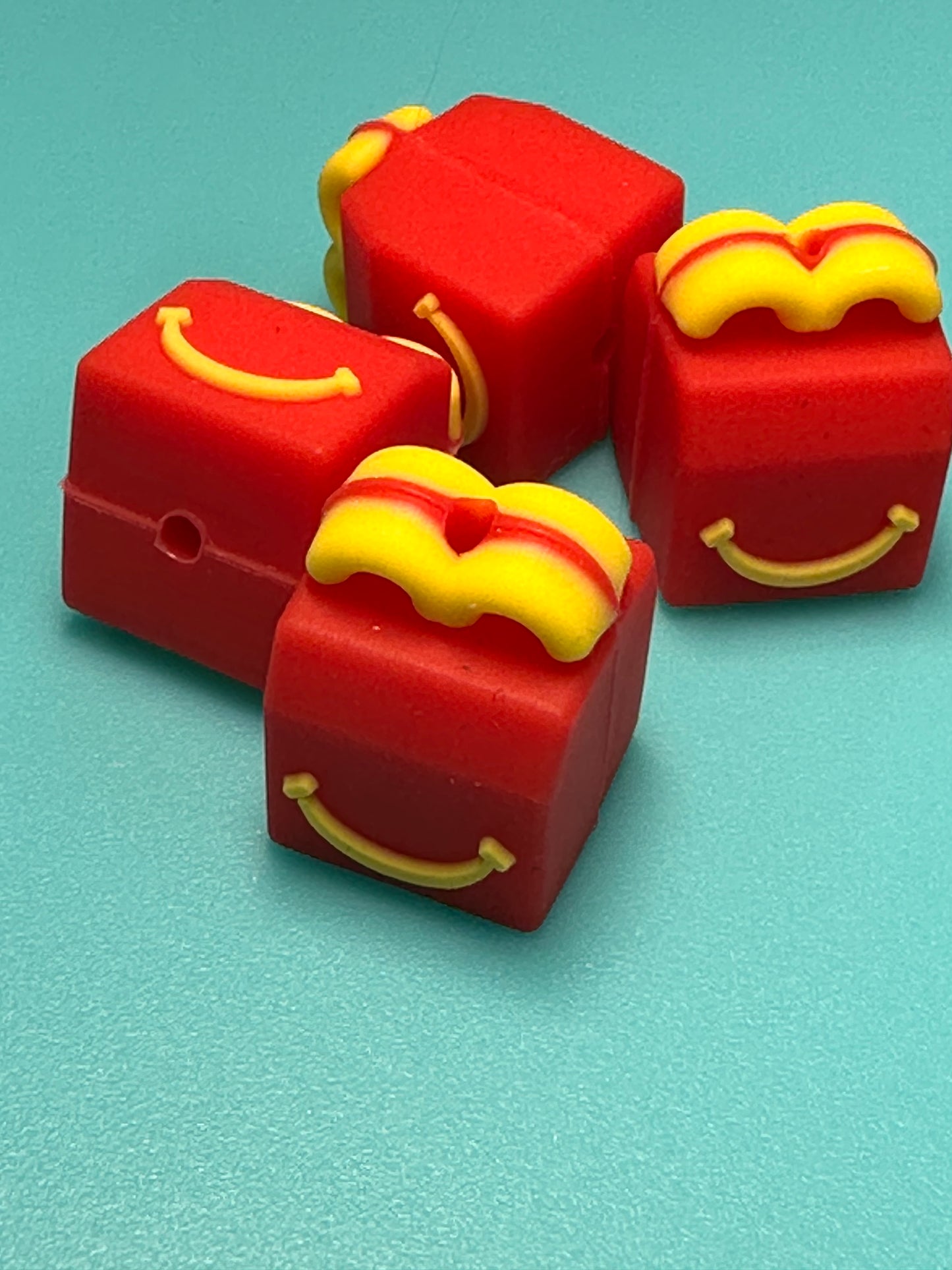 3D happy pack silicone focal bead/ red box meal