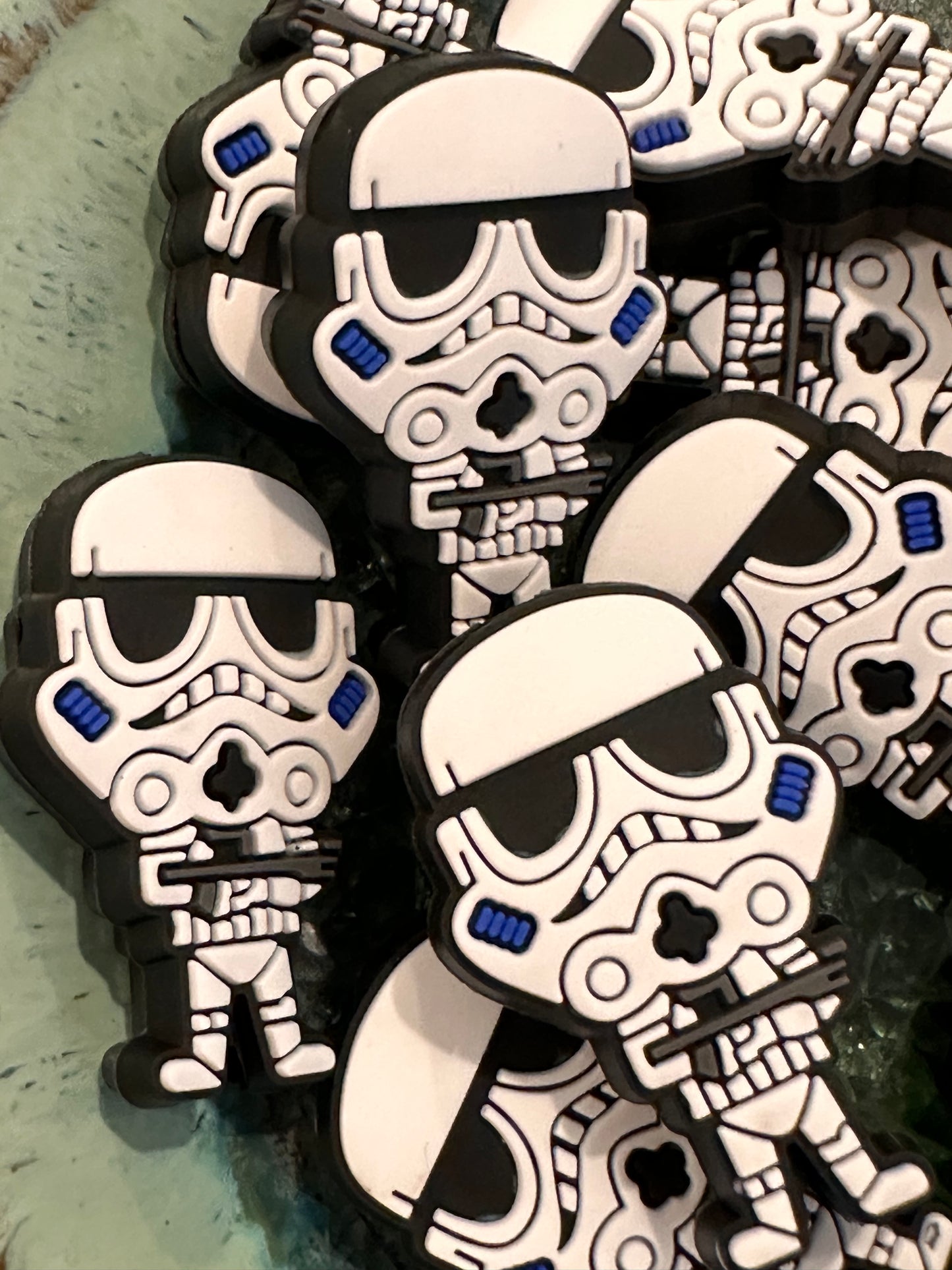 White trooper silicone focal bead