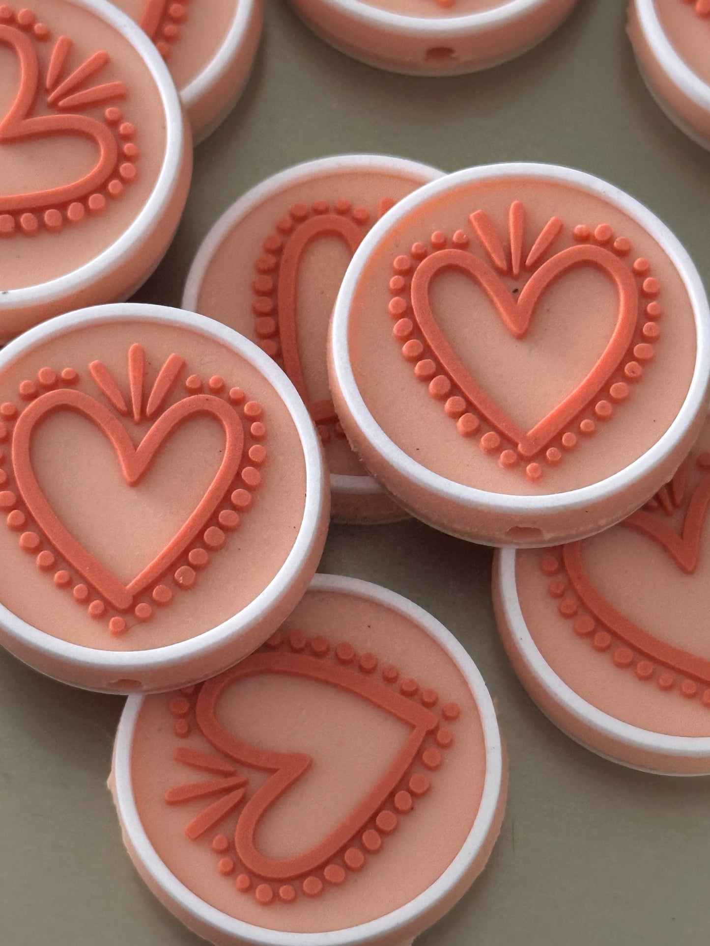 Heart focal beads/ beadable pen/ Silicone bead/ keychain bead/Valentines Day hearts/ boho/ doodle