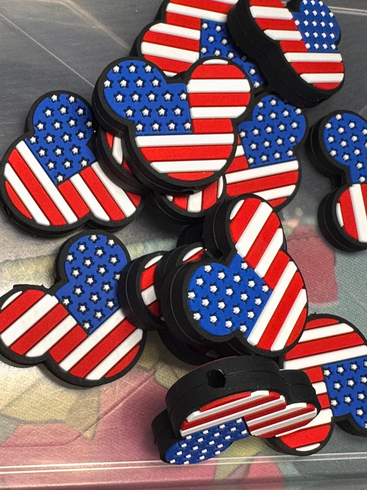 Patriotic focal beads/ flag/ USA/