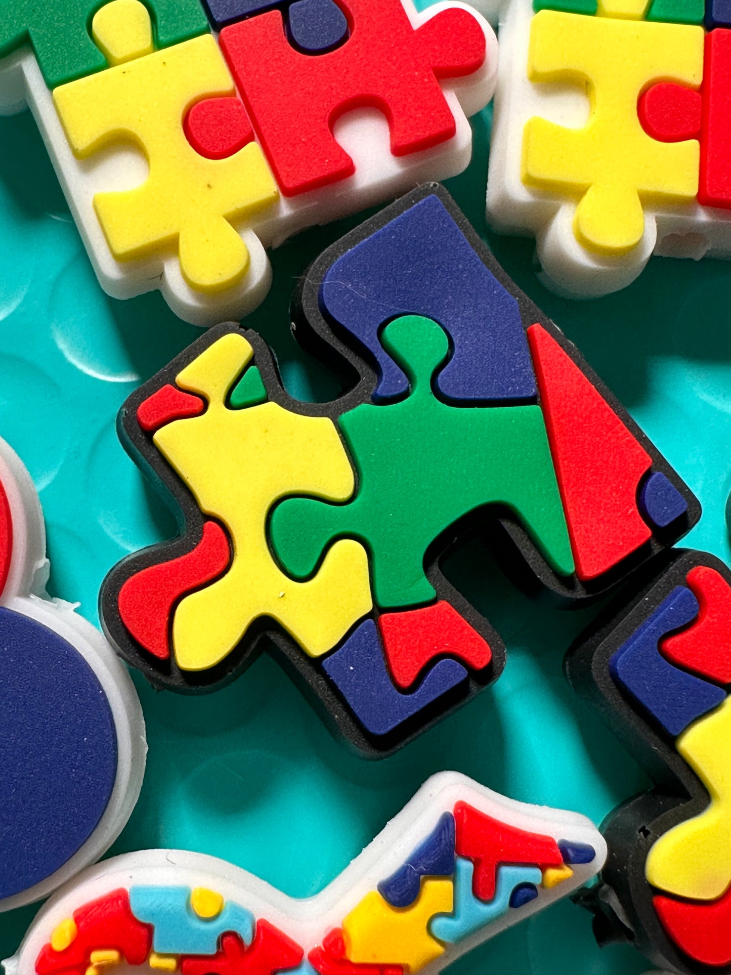 Autism Awareness Puzzle Focal Beads/ beadable pen/ Silicone bead/ keychain bead/ many designs