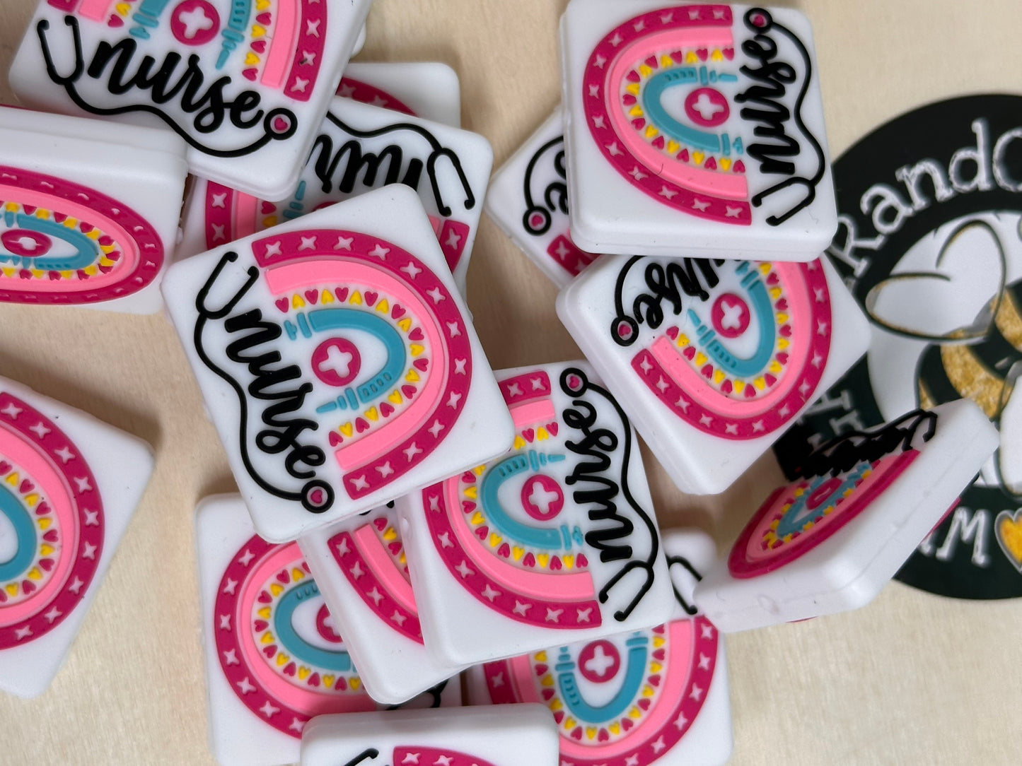 Nurse silicone focal bead/ rainbow