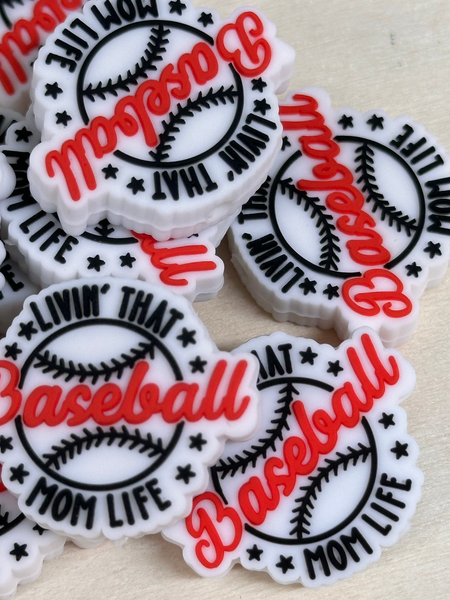 Mom life silicone focal bead/ Baseball