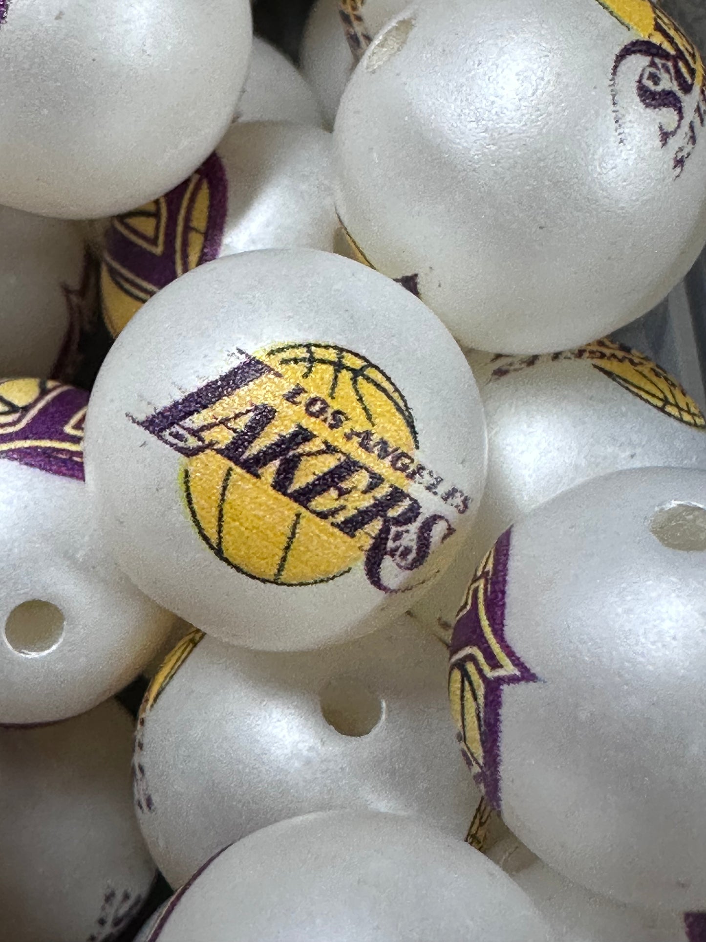 LA Lakers16mm Sports Print Beads • Set of 10 • Great for Pens, Keychains & Crafts- basketball