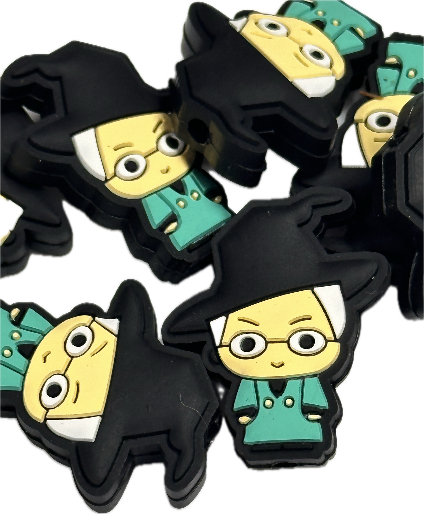 Green witch black hat silicone focal bead/Halloween