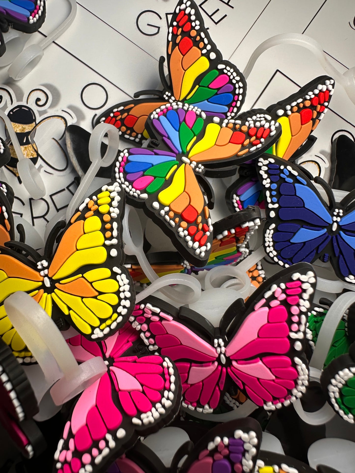 Butterfly straw toppers/ fits 30-40 oz tumbler cups /Butterfly 22mm +