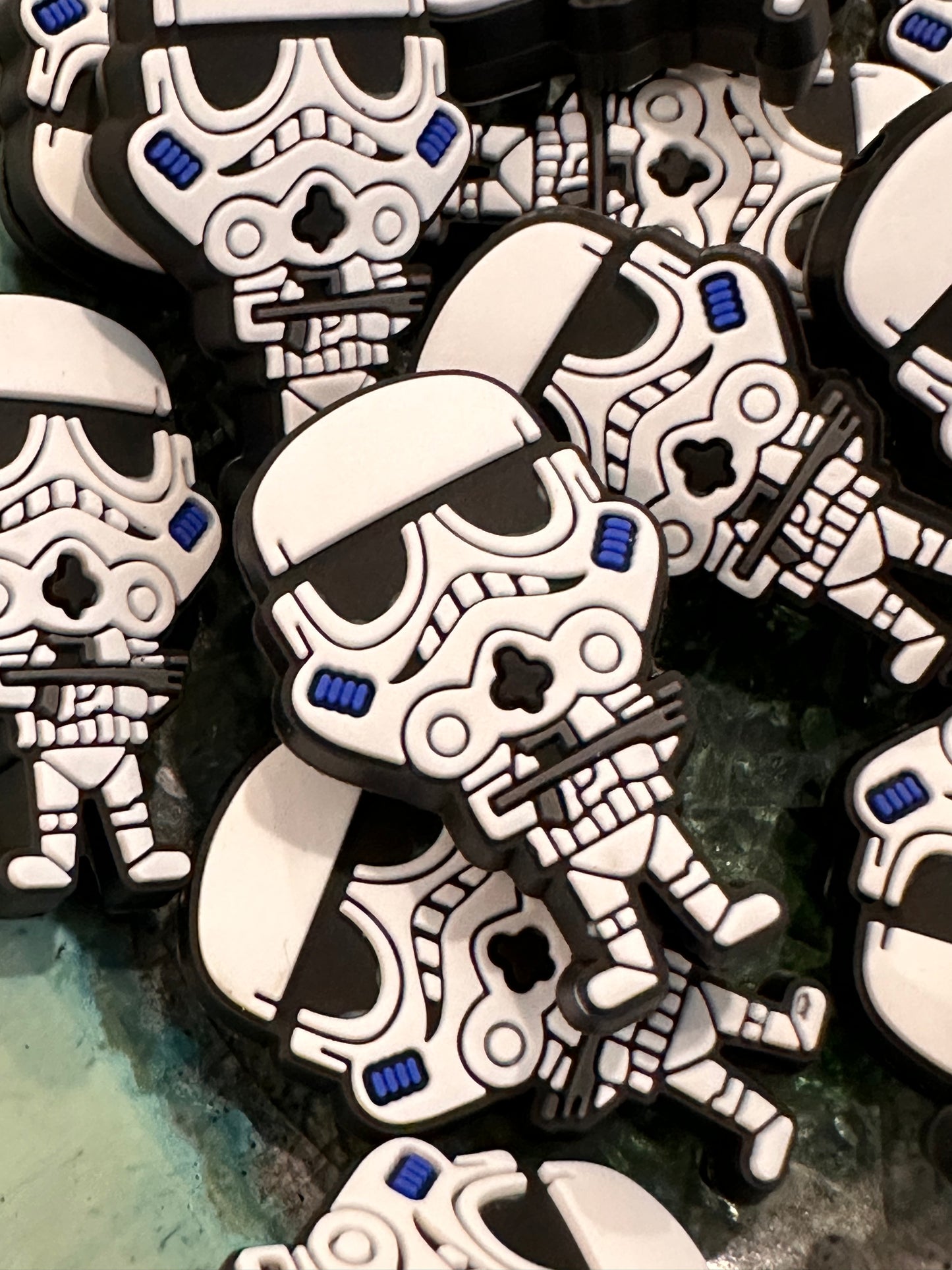 White trooper silicone focal bead