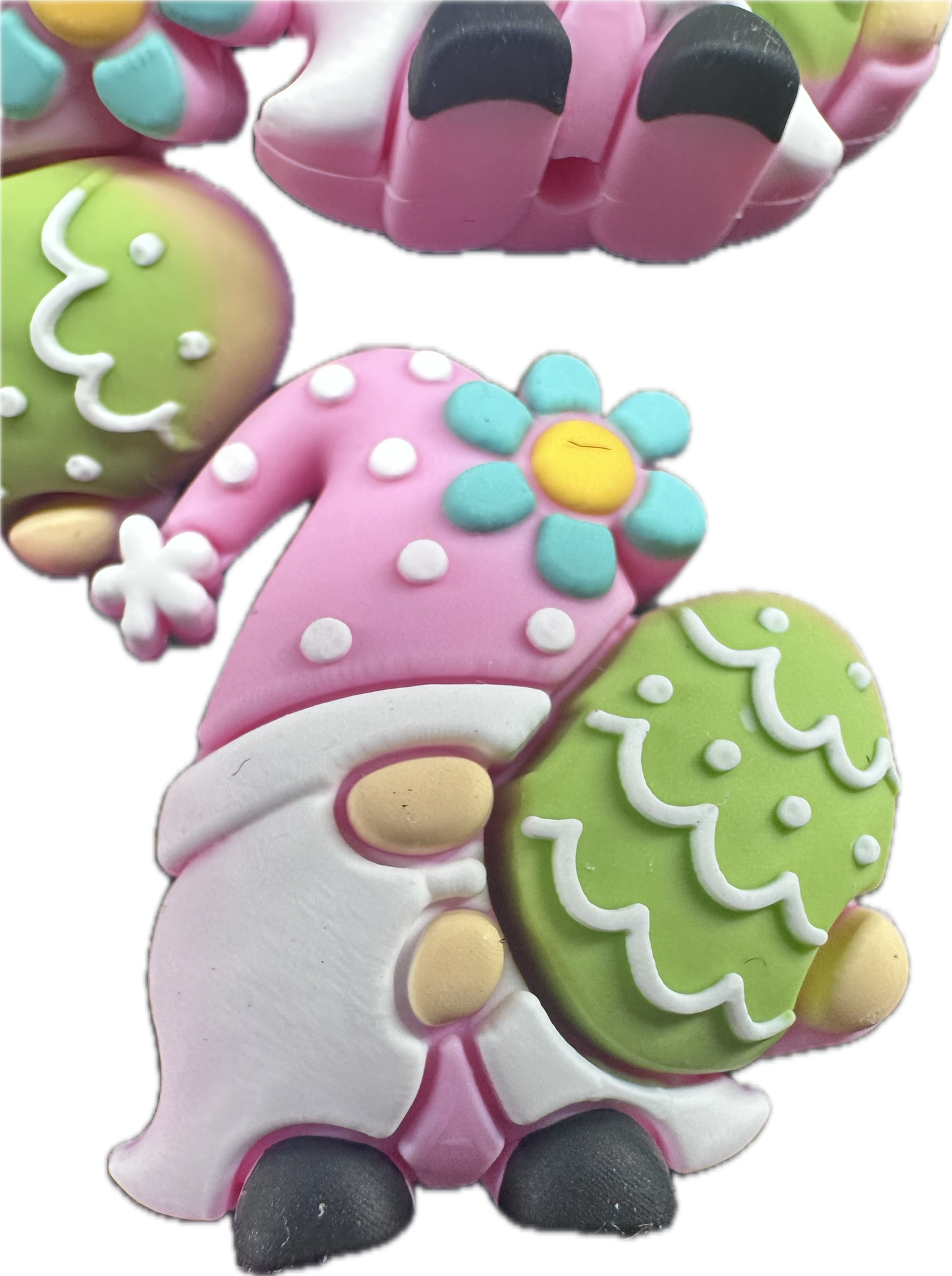 3D Easter gnome focal bead/ silicone bead/ pen beading/ DIY/ Easter egg/ bunny ears gnome