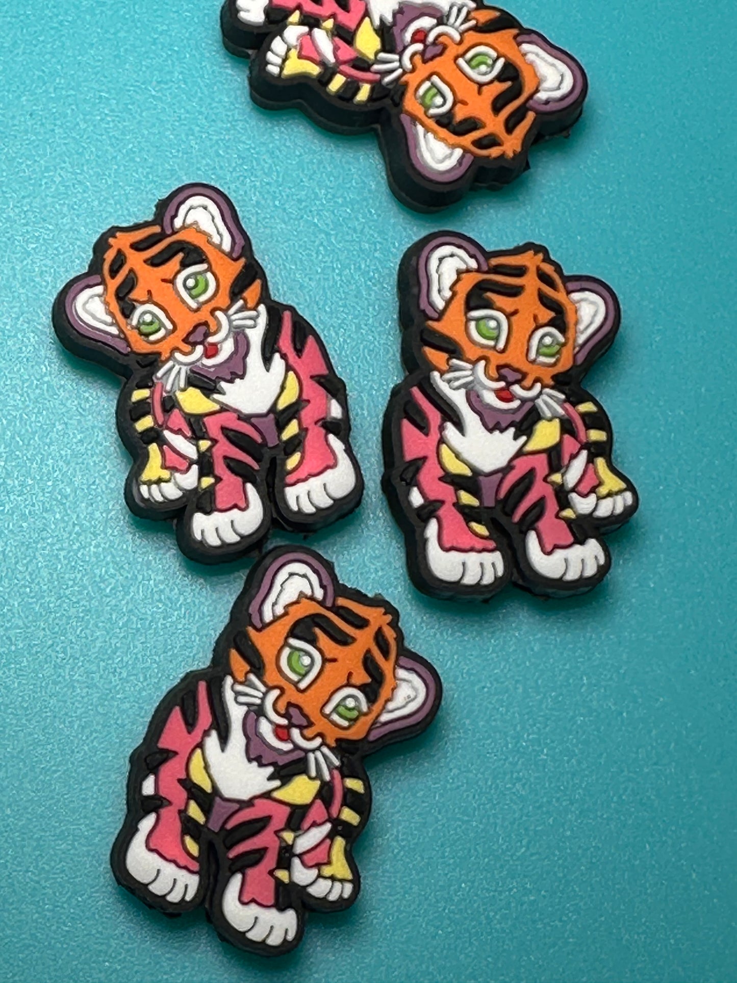 Colorful tiger Focal Bead/ beadable pen/ Silicone bead/ keychain bead/tiger/ Lisa