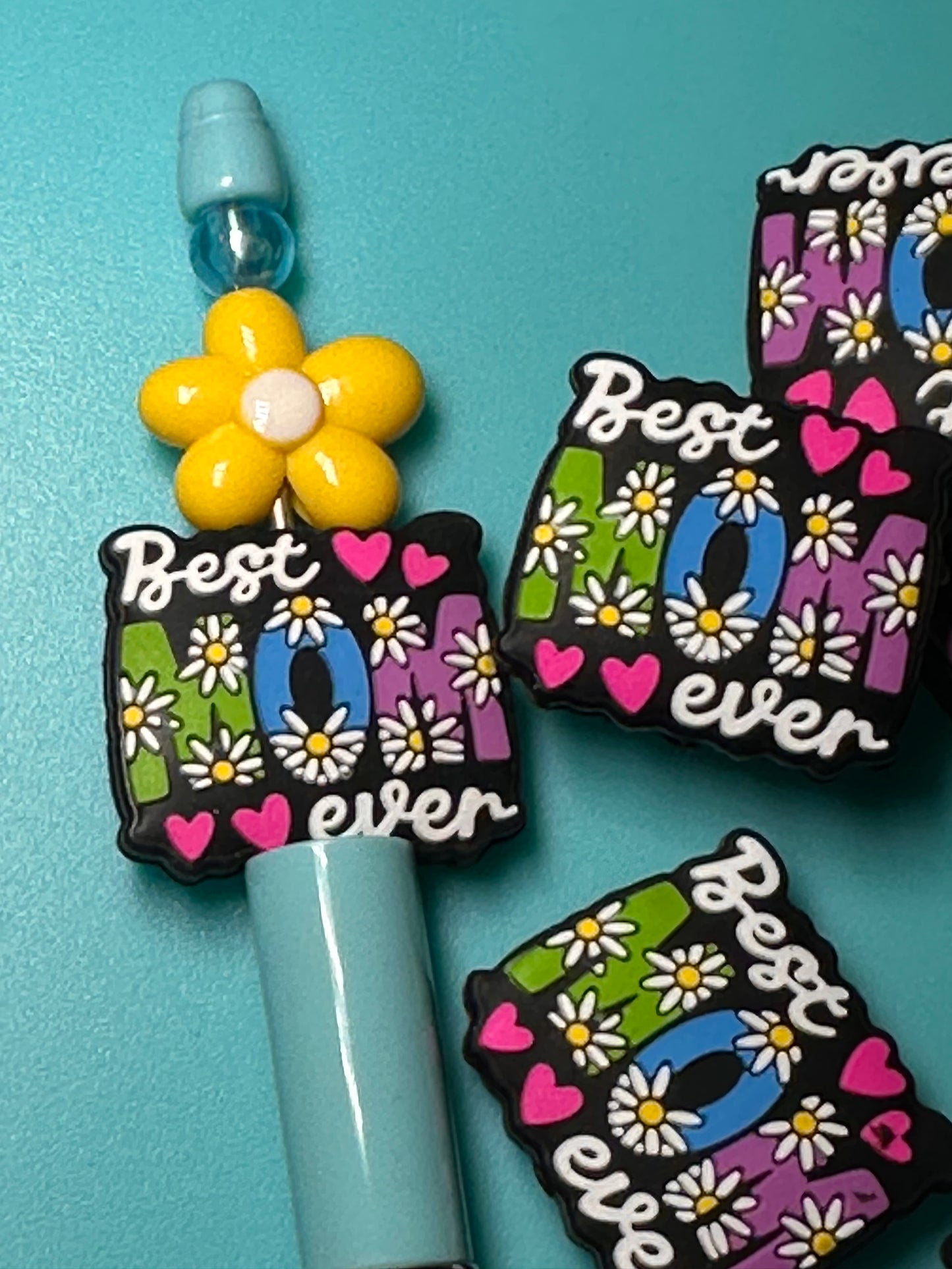 Best mom ever/ Mother silicone focal bead/ Mothers Day/ Daisies