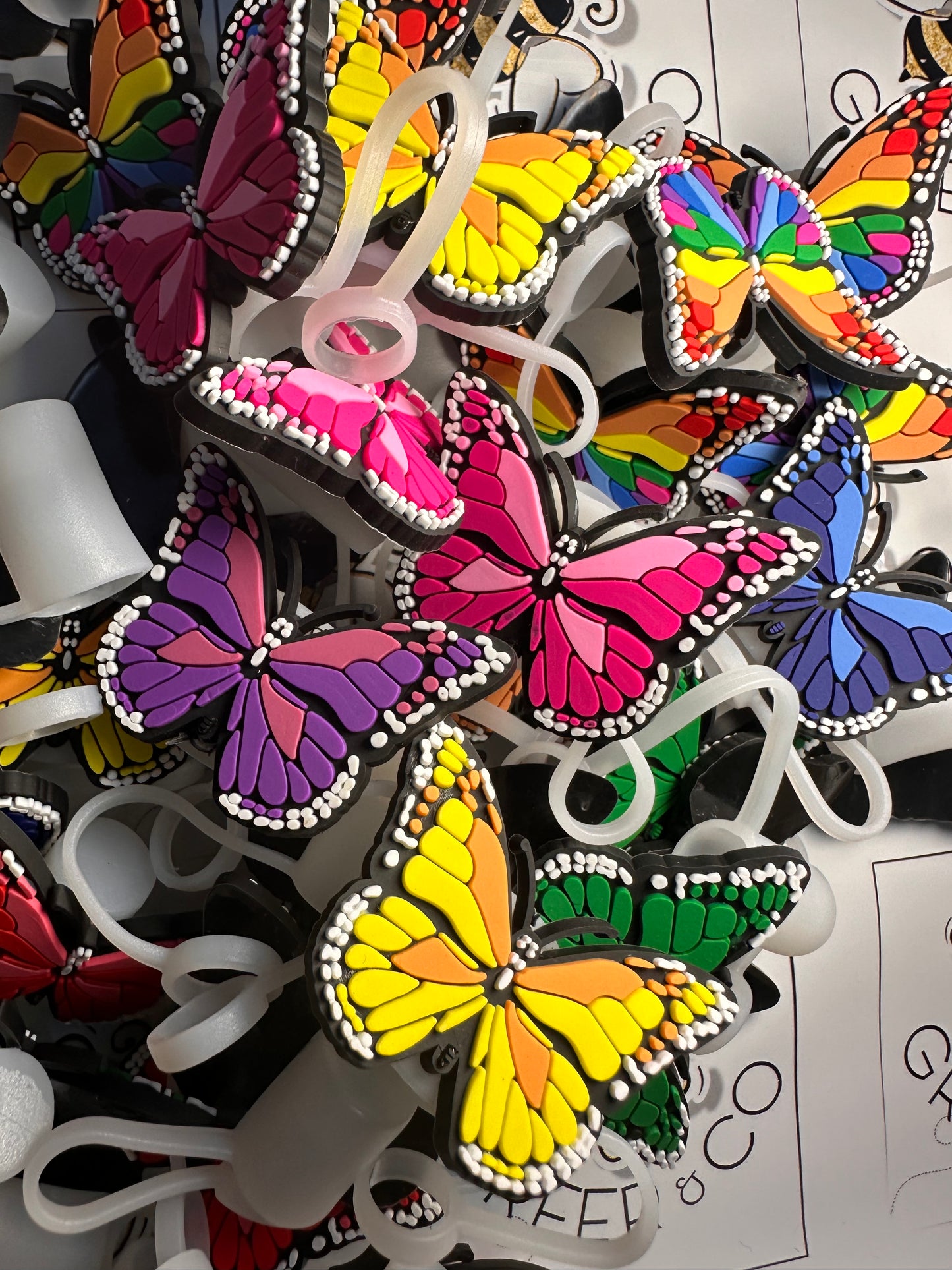Butterfly straw toppers/ fits 30-40 oz tumbler cups /Butterfly 22mm +