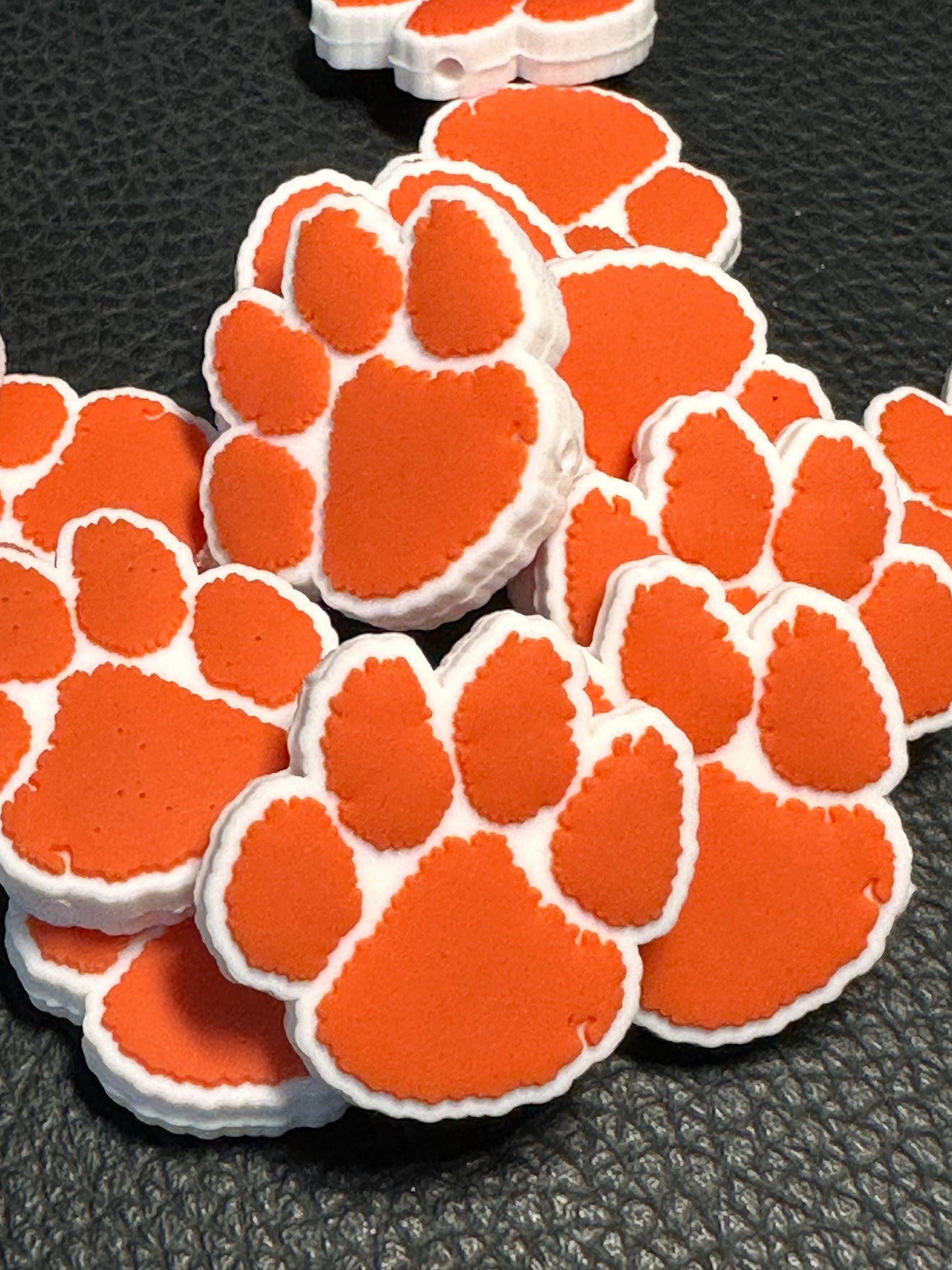 Clemson Tigers focal bead orange paw