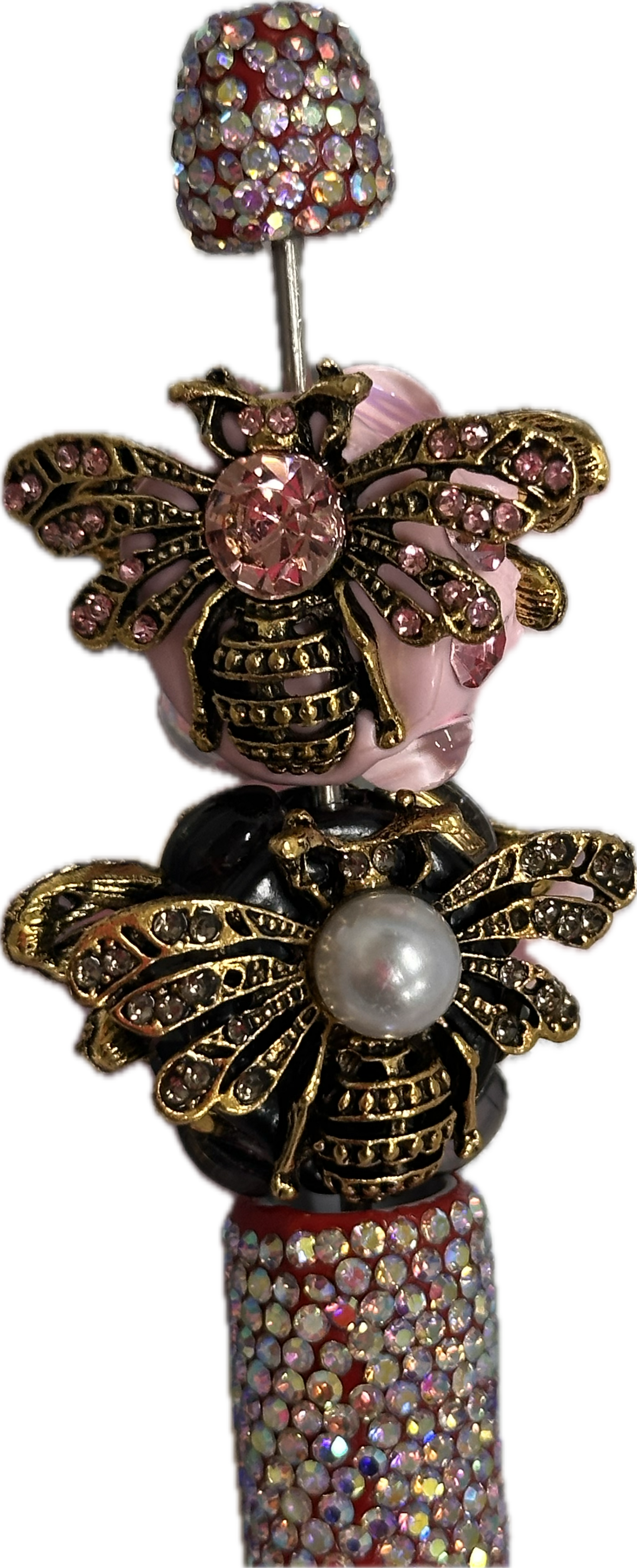 Fancy handmade bee rhinestone beads/one bead included/fancy Beads/ beadable pen/ keychain bead/ /20mm approx.
