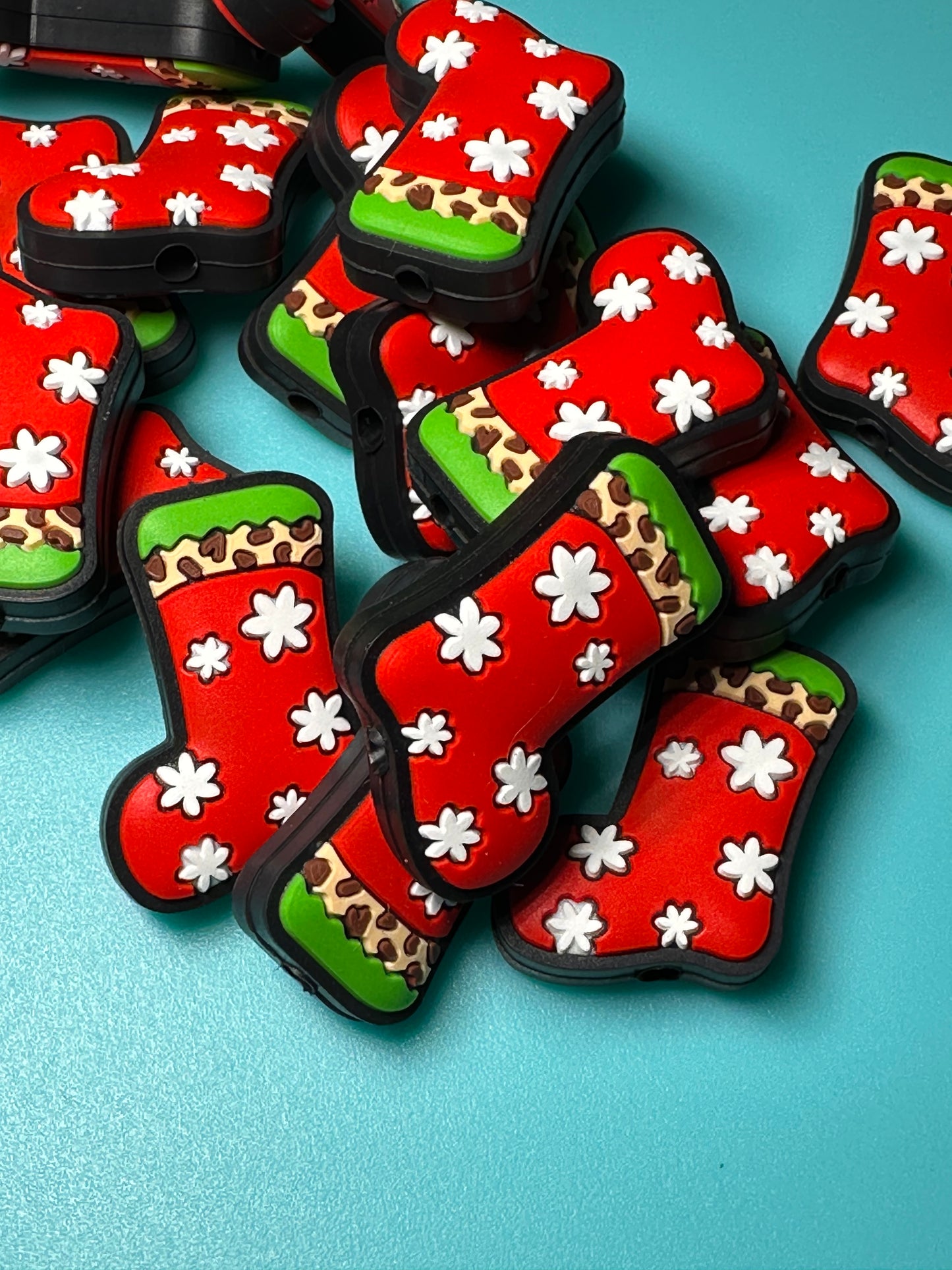 Christmas/ Focal Bead/ beadable pen/ Silicone bead/ keychain bead/ stocking #2