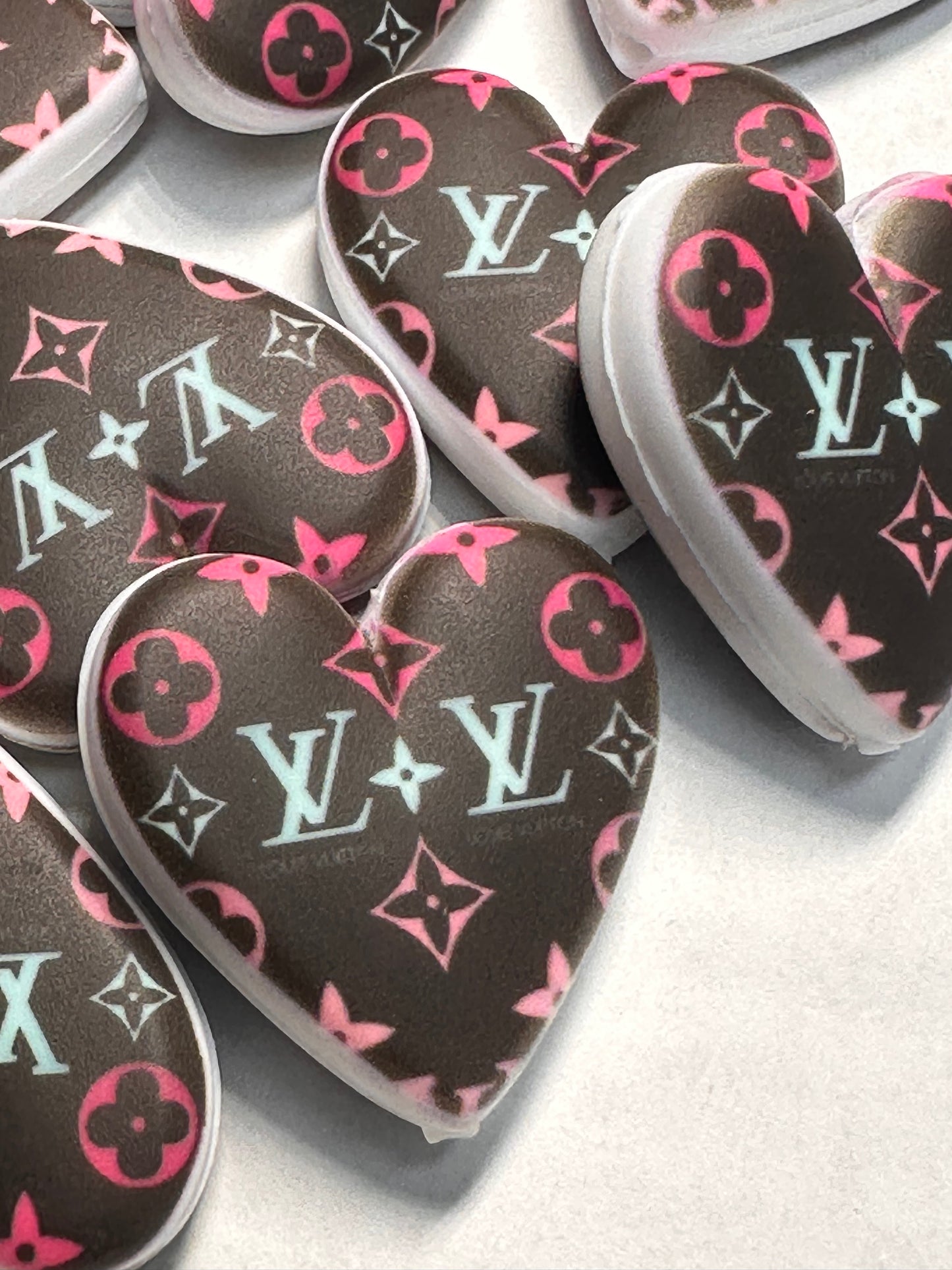 Heart shaped silicone focal bead with designs/ pen beading/ keychain bead/ DIY/ fancy bead #5