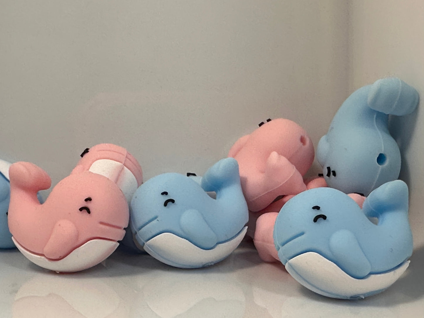 3D Pink or Blue whale focal bead