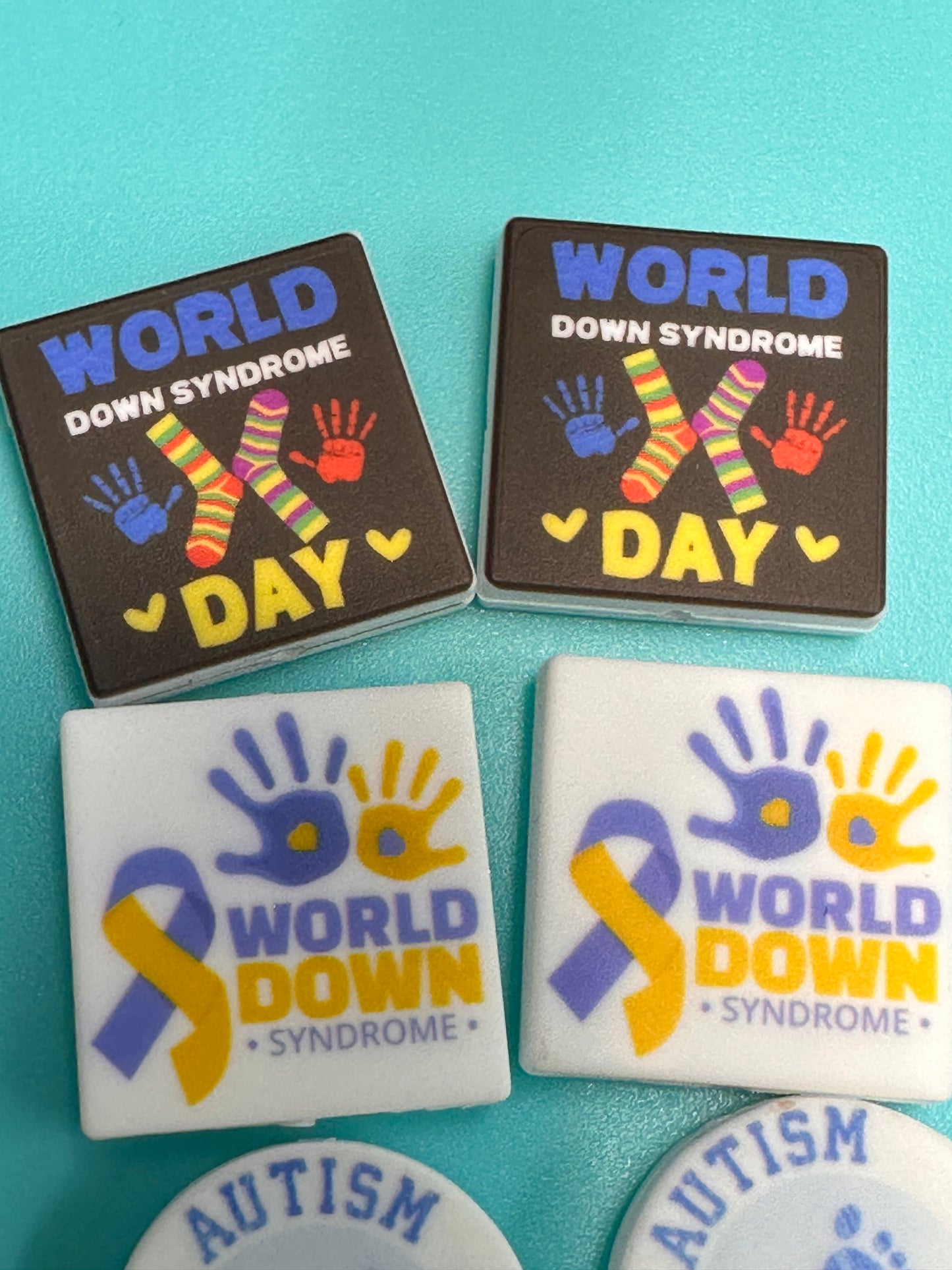 Down Syndrome Awareness Ribbon Focal Beads/ beadable pen/ Silicone bead/ keychain bead/ 5 designs/ World Down Syndrome Day
