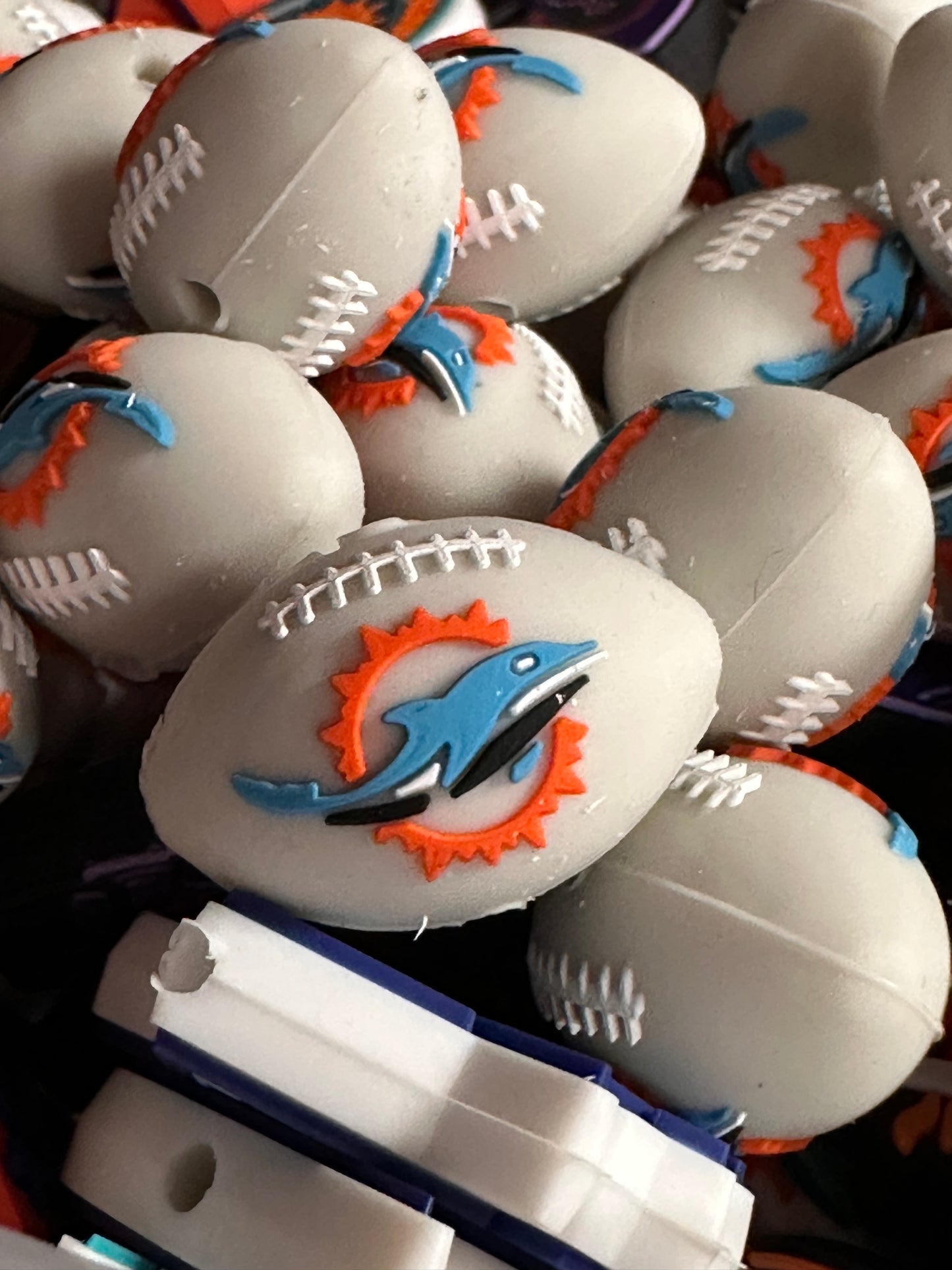 3D football shaped Miami Dolphins focal bead #2