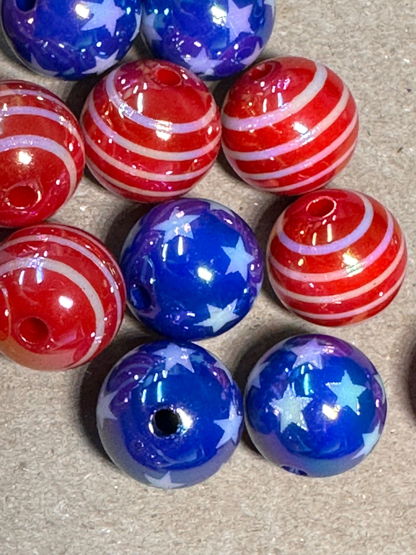 Ten (10) Acrylic Beads included/Patriotic Bead/ beadable pen/ keychain bead/ colorful beads/ 5 beads red striped beads and 5 beads blue star beads/ Trump