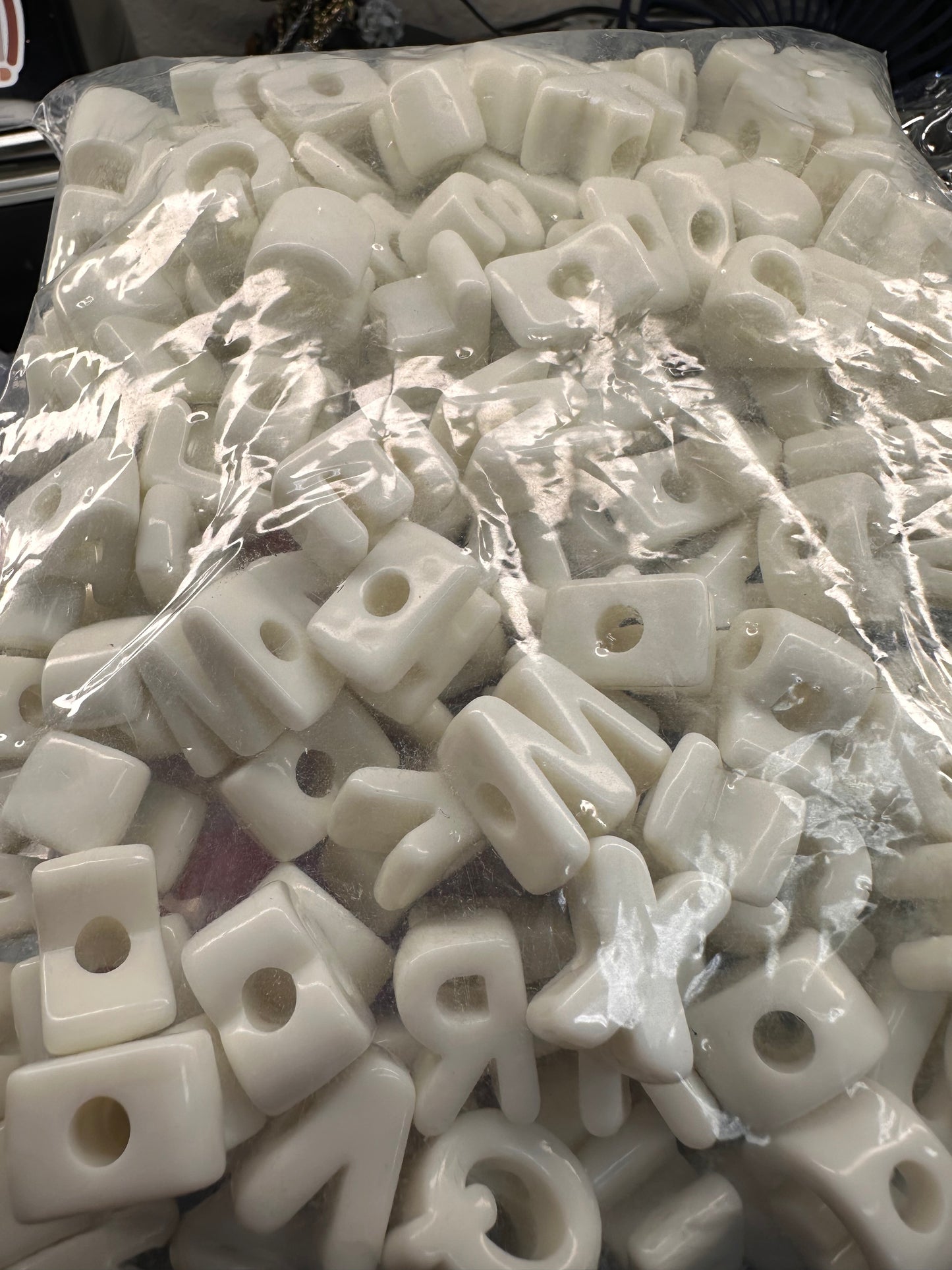 White Acrylic Plastic Letter Beads – Bulk Bag of Mixed A–Z Alphabet Beads (Vertical Hole) over 150 mixed colors alphabet