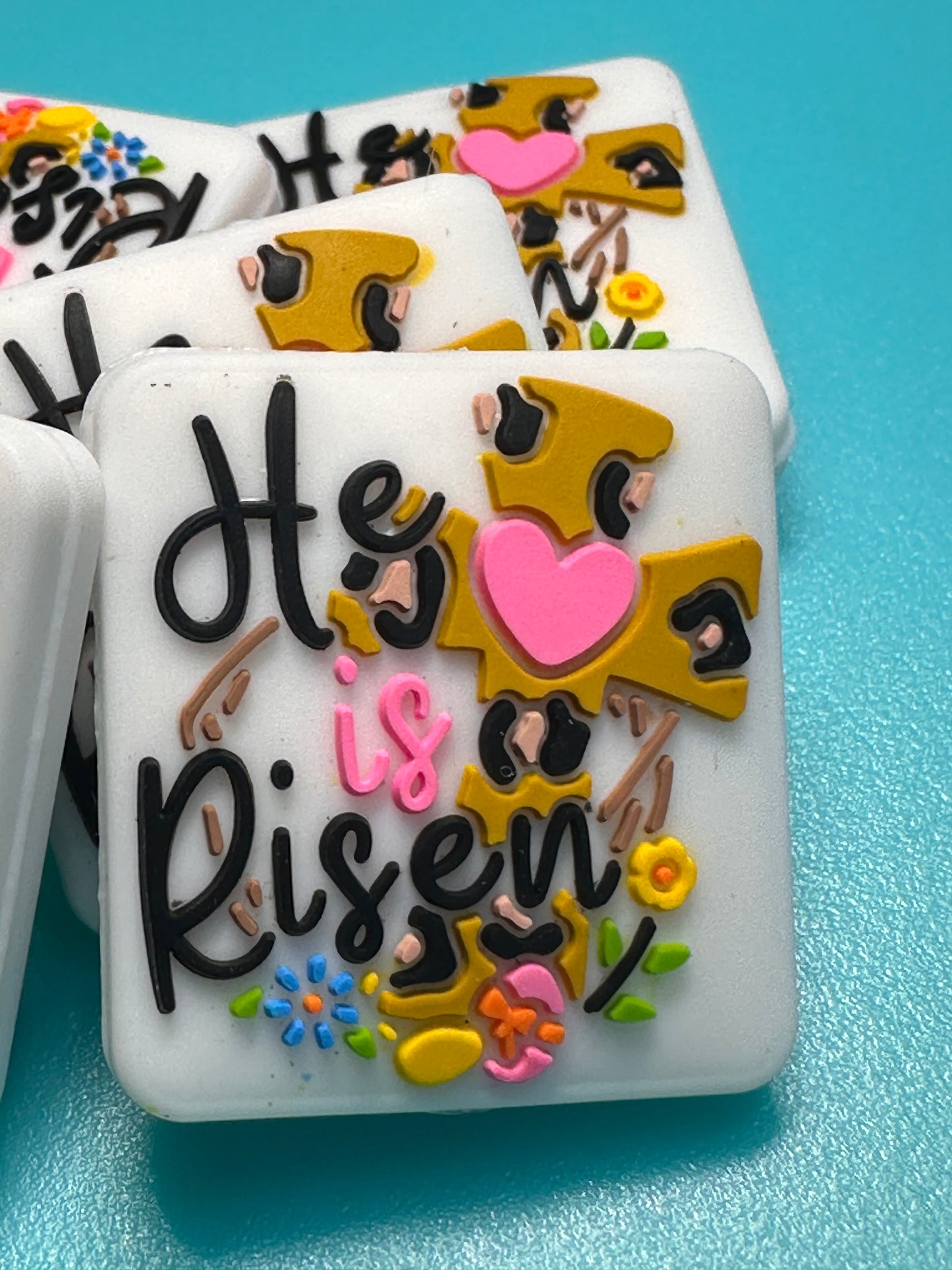 Easter Cross Focal Bead/ beadable pen/ Silicone bead/ Jesus/ Easter/ rainbow/cross/he is risen #2