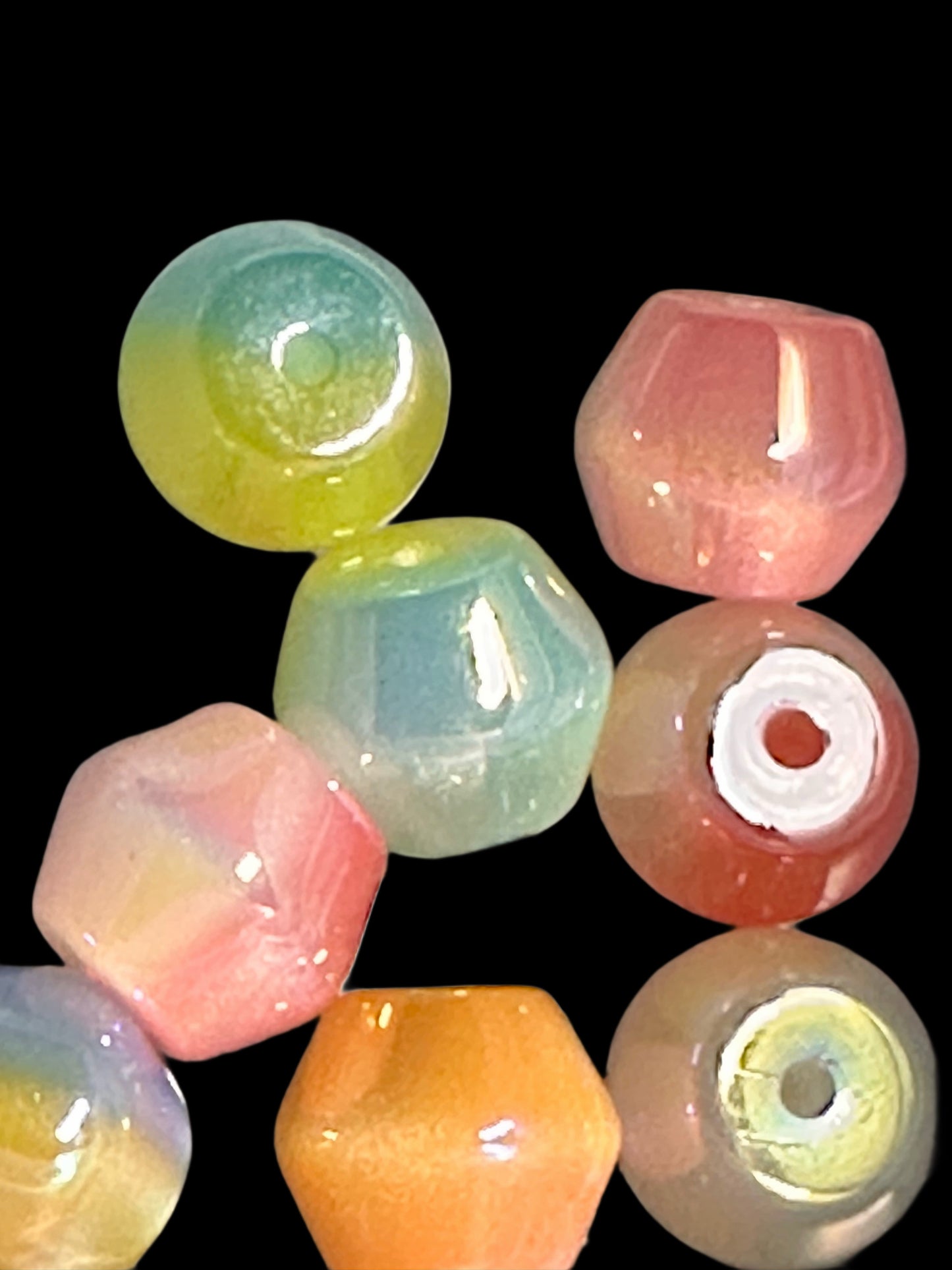 Ten (10) acrylic assorted random color rhombus shaped beads included/ jewelry Bead/ beadable pen beads/ keychain bead/ DIY/ shiny unique shaped/ UV coated