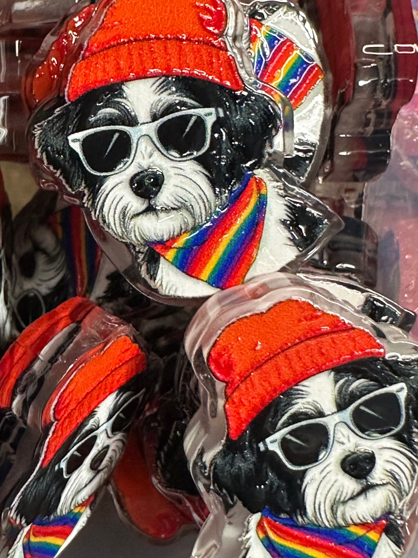 Cool dog with shades and a beanie acrylic focal bead- set of 2/ focal bead/ pen beading / keychain bead/
