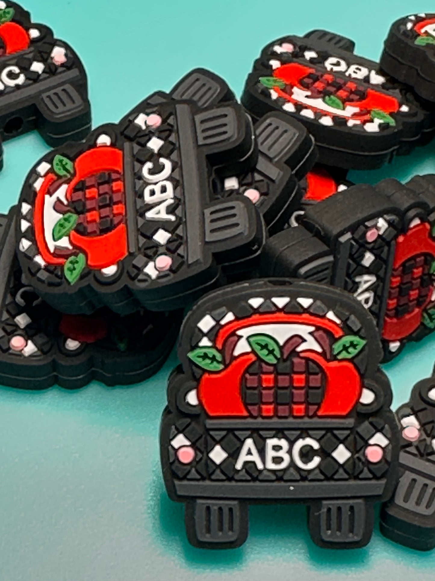 Teacher /Teaching red truck Focal Bead/ beadable pen/ Silicone bead/ keychain bead/ apple
