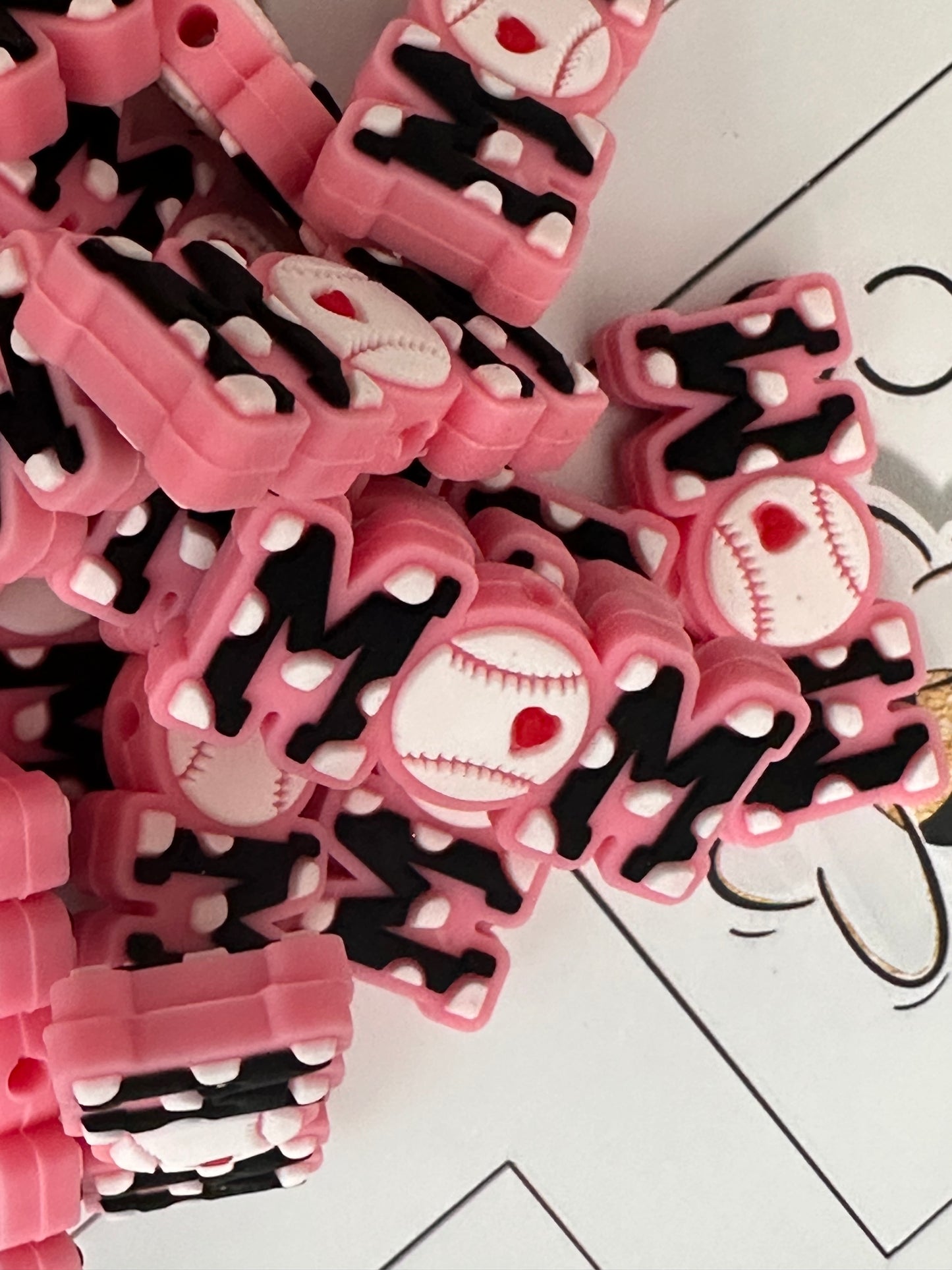 Baseball Mom Focal Bead/ beadable pen/ Silicone bead/keychain bead/