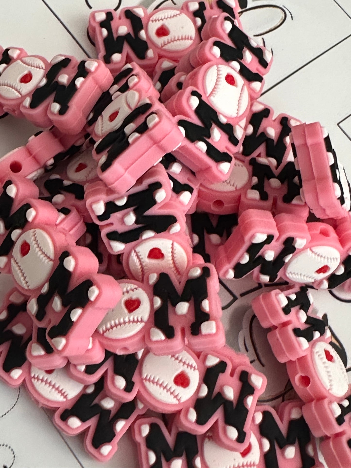 Baseball Mom Focal Bead/ beadable pen/ Silicone bead/keychain bead/